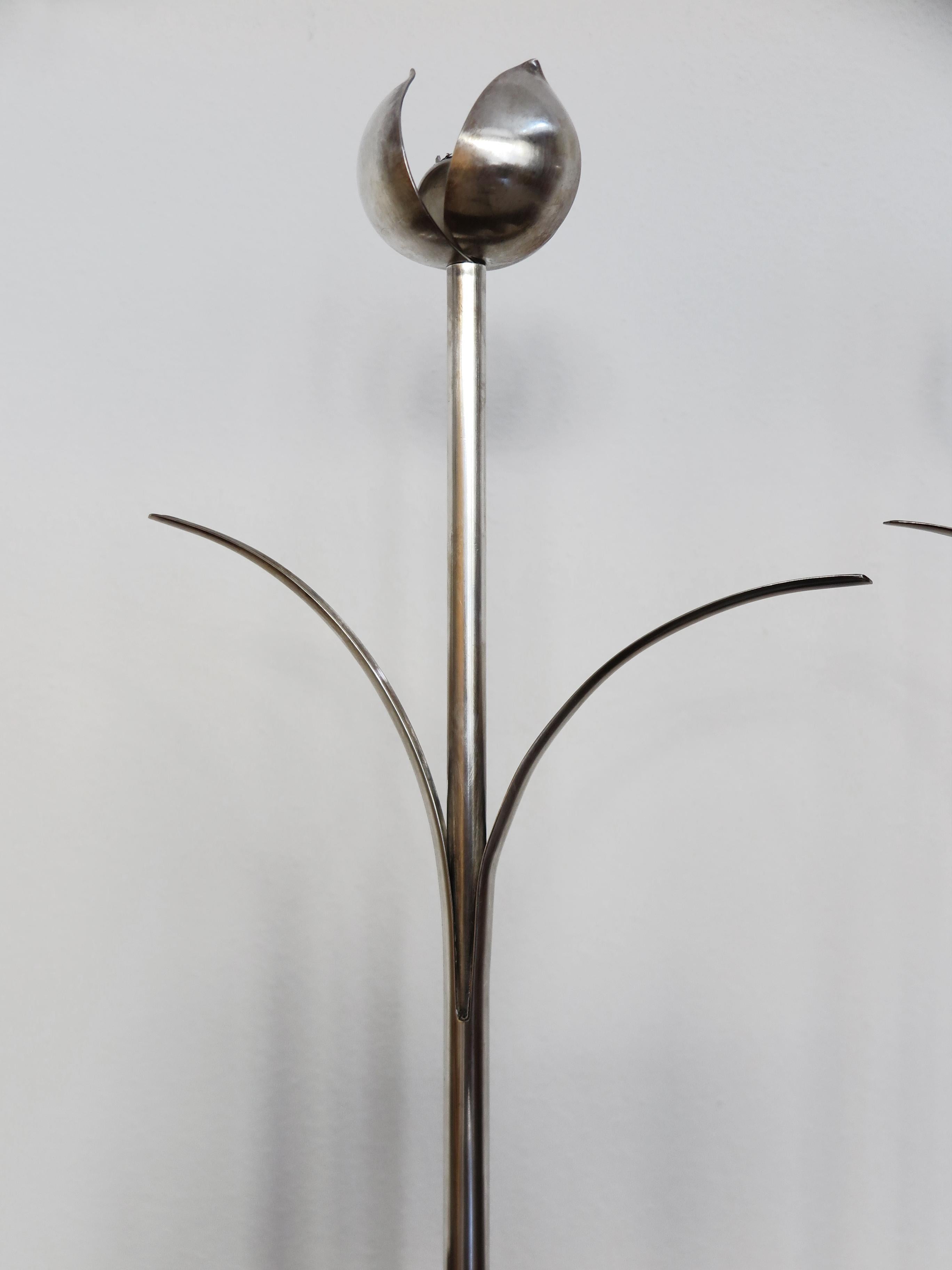 Bougeoirs italiens Mesa en métal argenté, 1970 en vente 1