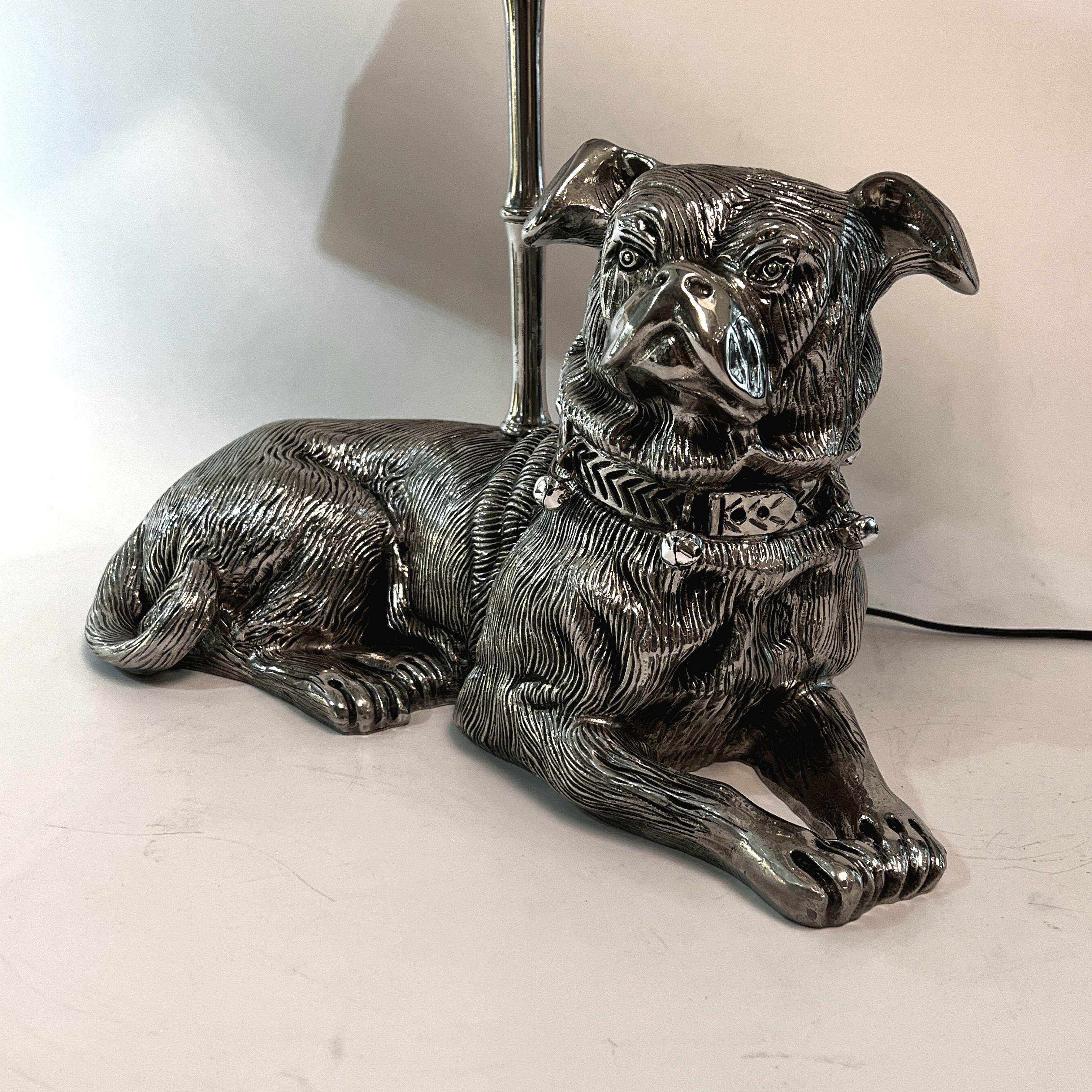 Italian Silver-Plated Pug Table Lamp For Sale 6