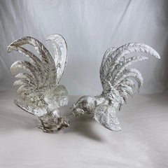 Italian Silver Plated Rooster Table Centers, a pair
