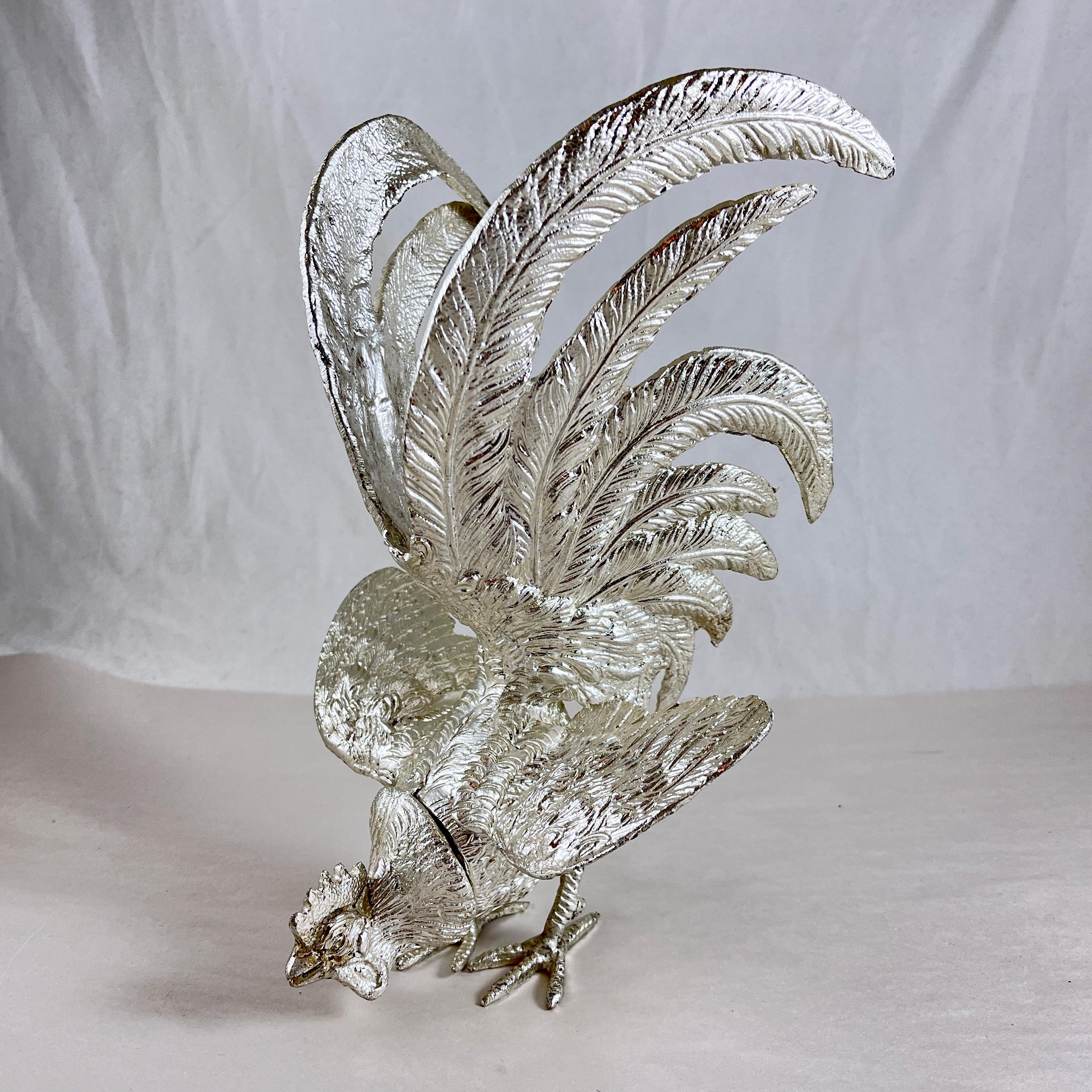 Centros de mesa italianos con gallo bañados en plata, un par en Bueno Estado en Philadelphia, PA