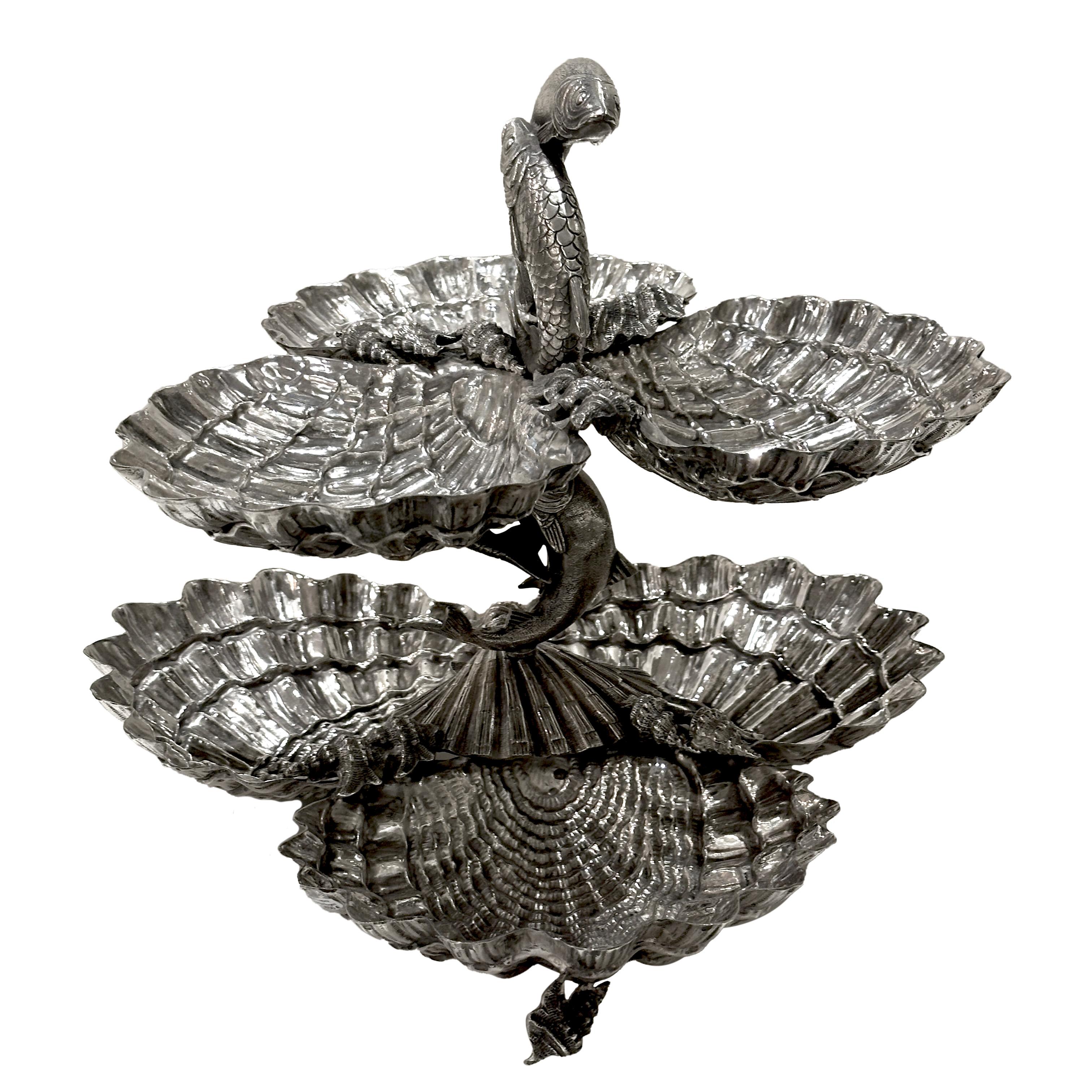 Bombonera italiana en forma de concha, bañada en plata, Franco Lapini, XX en Bueno estado para la venta en Paris, FR