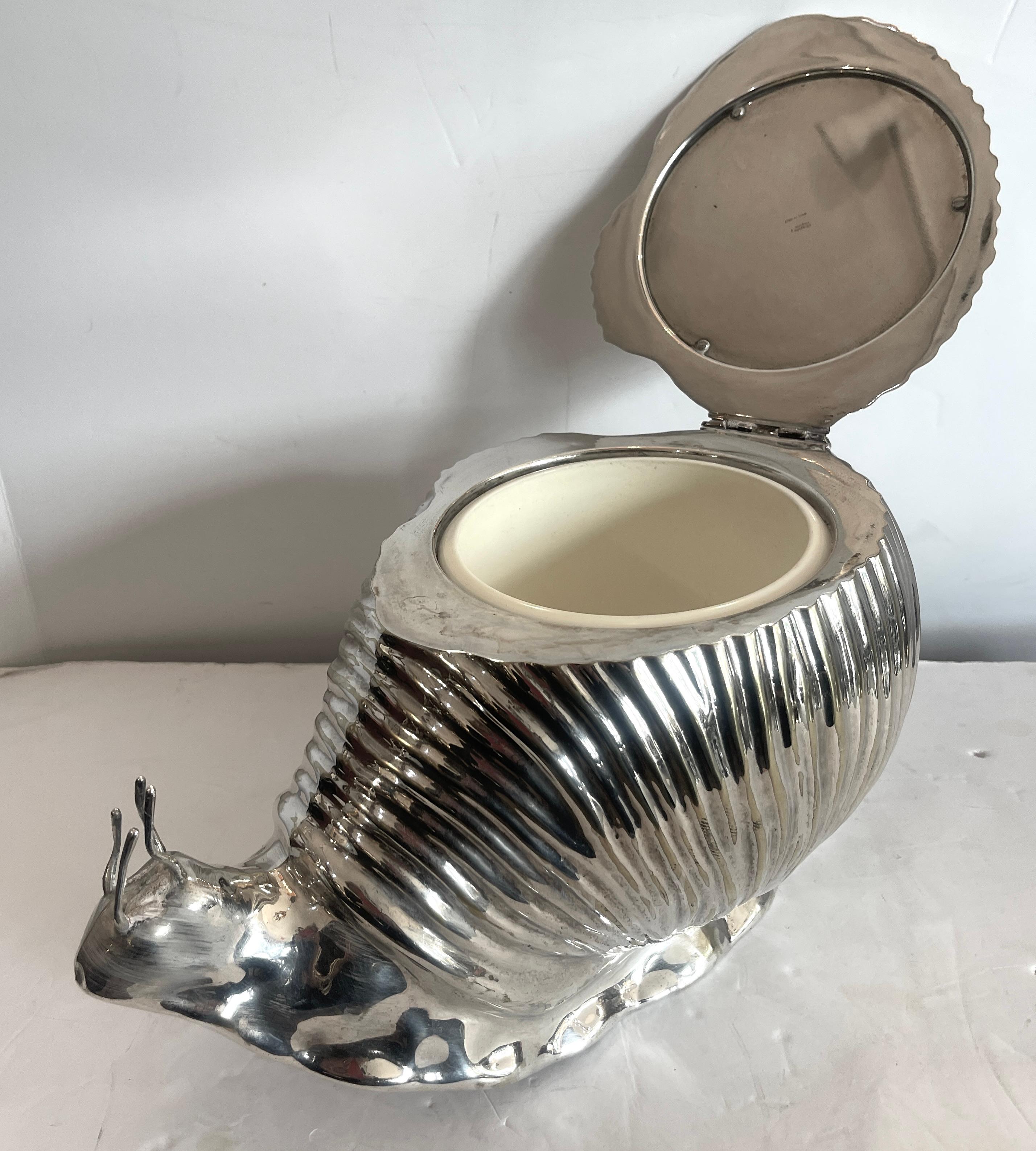 Cubitera italiana de caracol bañada en plata de Teghini, Florencia, años 70 mediados del siglo XX en venta