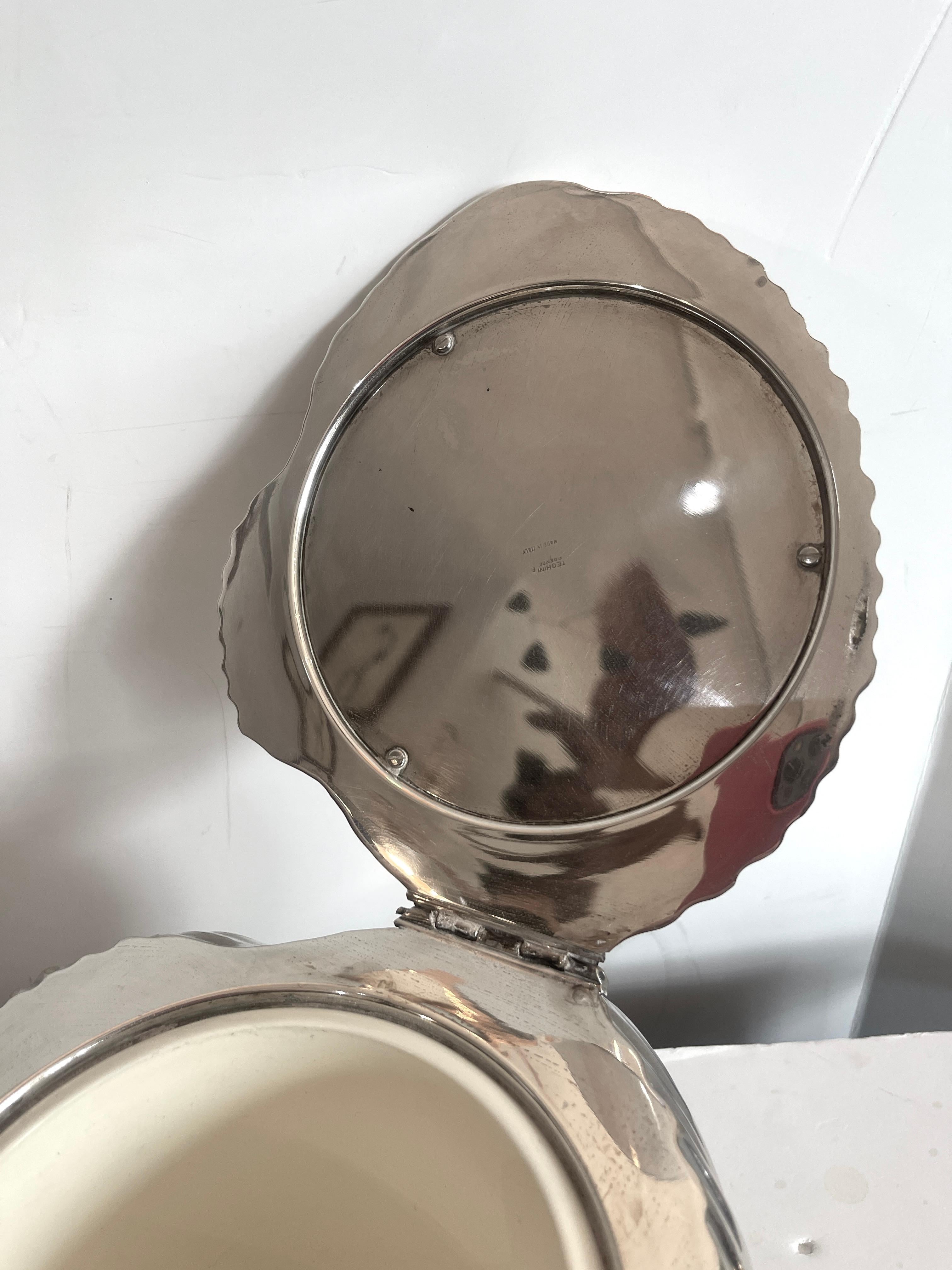 Cubitera italiana de caracol bañada en plata de Teghini, Florencia, años 70 Chapado en plata en venta