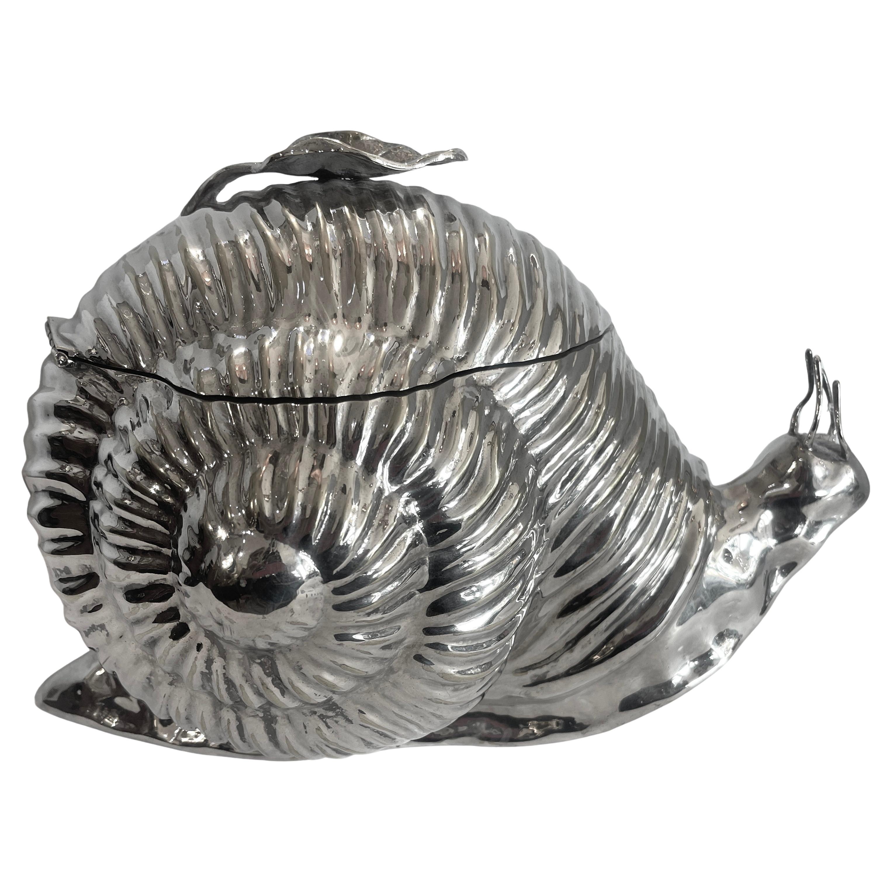 Cubitera italiana de caracol bañada en plata de Teghini, Florencia, años 70