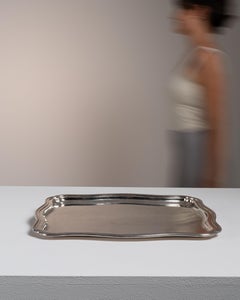 Italian Silver-Plated Tray, 20th Century, Scalloped Edge, Serveware