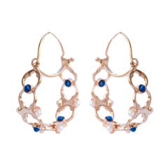 Italian Silver Rose Gold Hoop Earrings