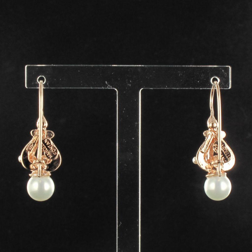 Italian Silver, Rose Gold Pearl Drop Earrings In New Condition In Poitiers, FR