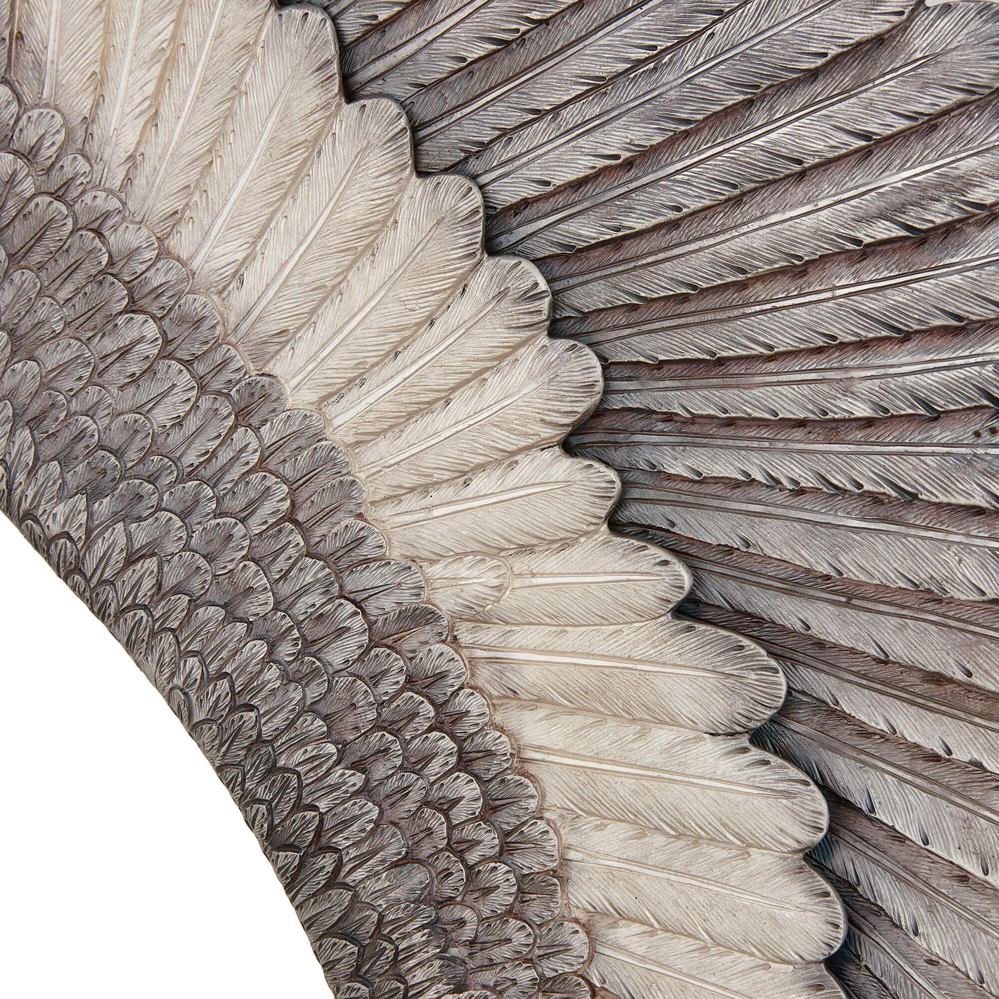 Modelo italiano de águila de plata, cuarzo rosa y malaquita de Cervone en venta 1