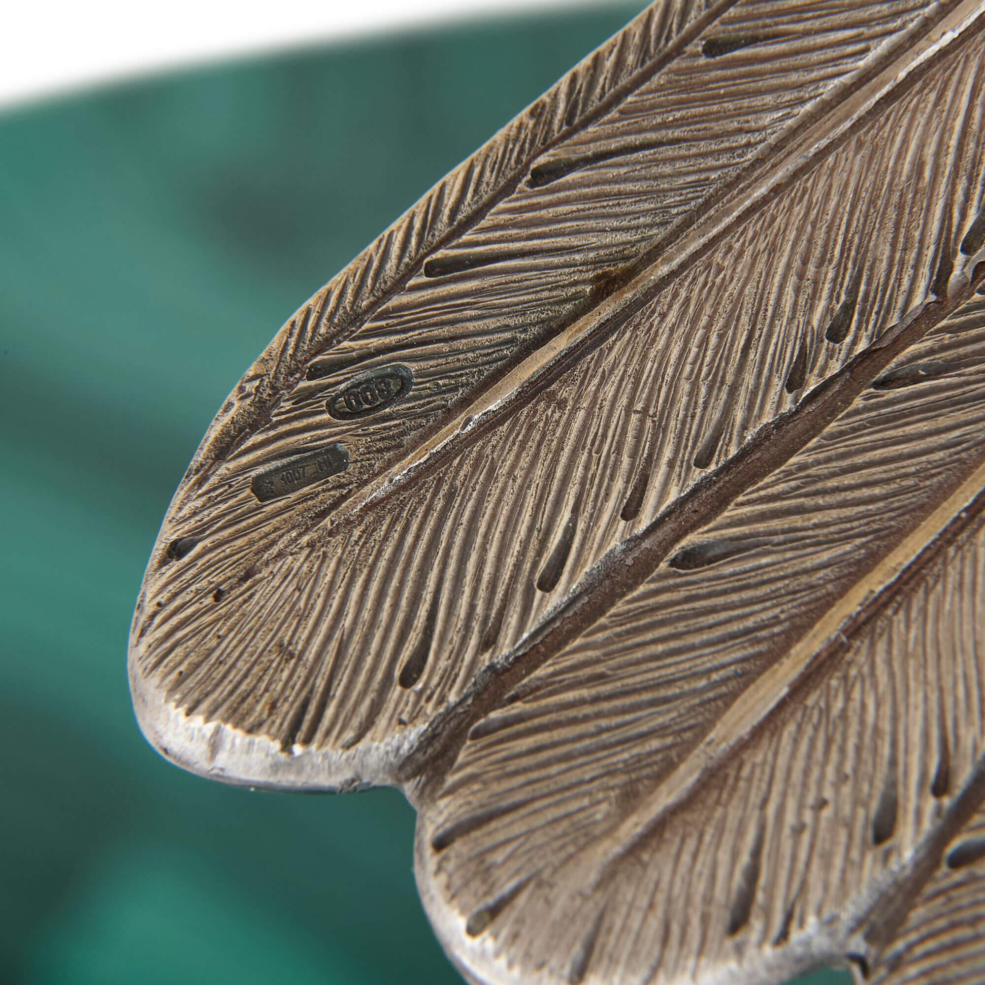 Modelo italiano de águila de plata, cuarzo rosa y malaquita de Cervone en venta 2