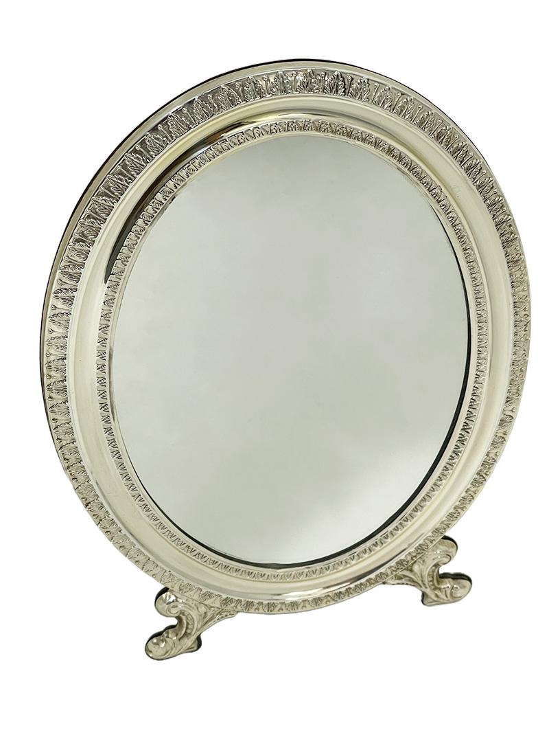 Italian Silver Table Mirror by Livi Giancarlo, 1968-1971 In Good Condition For Sale In Delft, NL