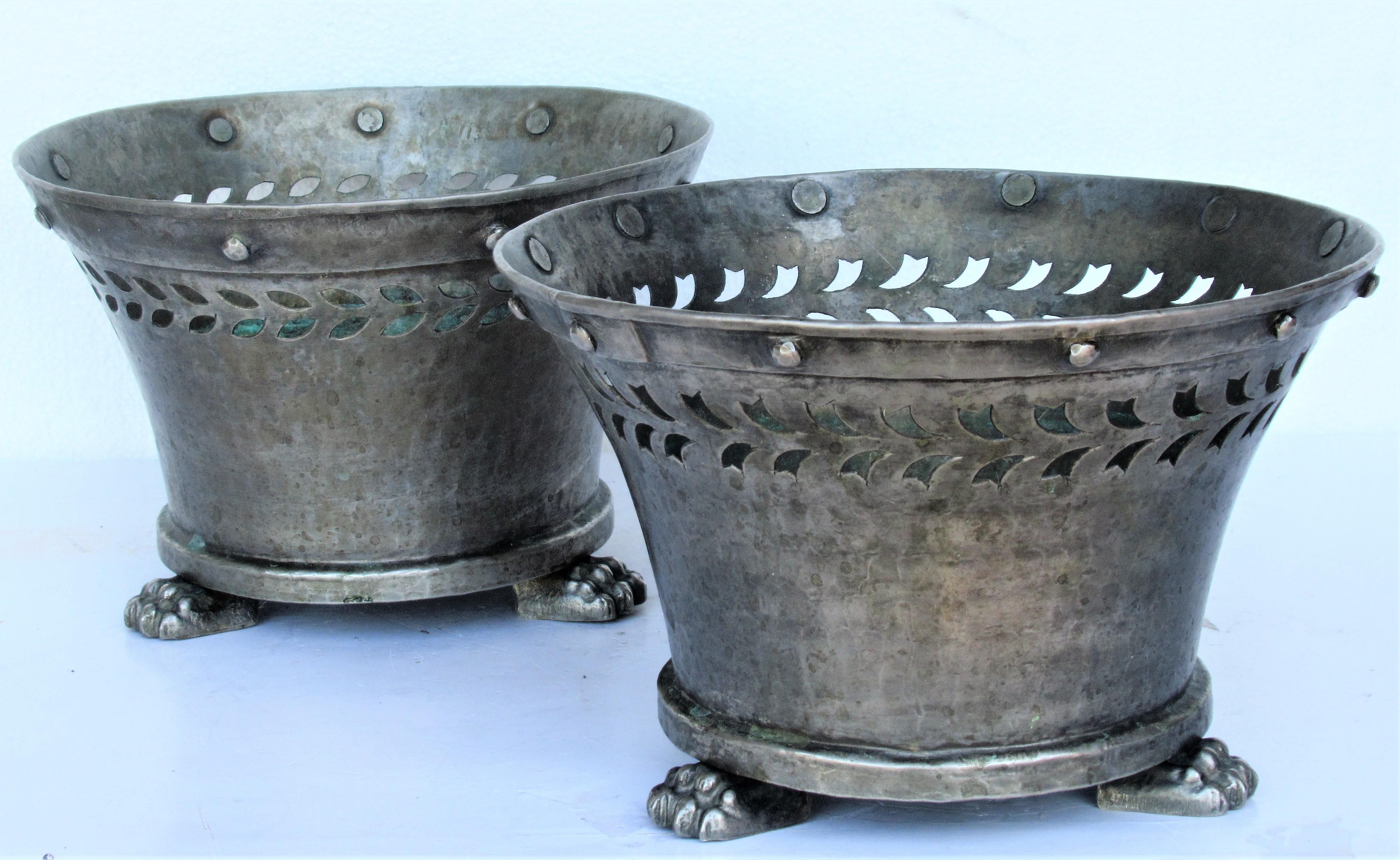 Italian Silver Tinned Bronze Cachepot Planters 1