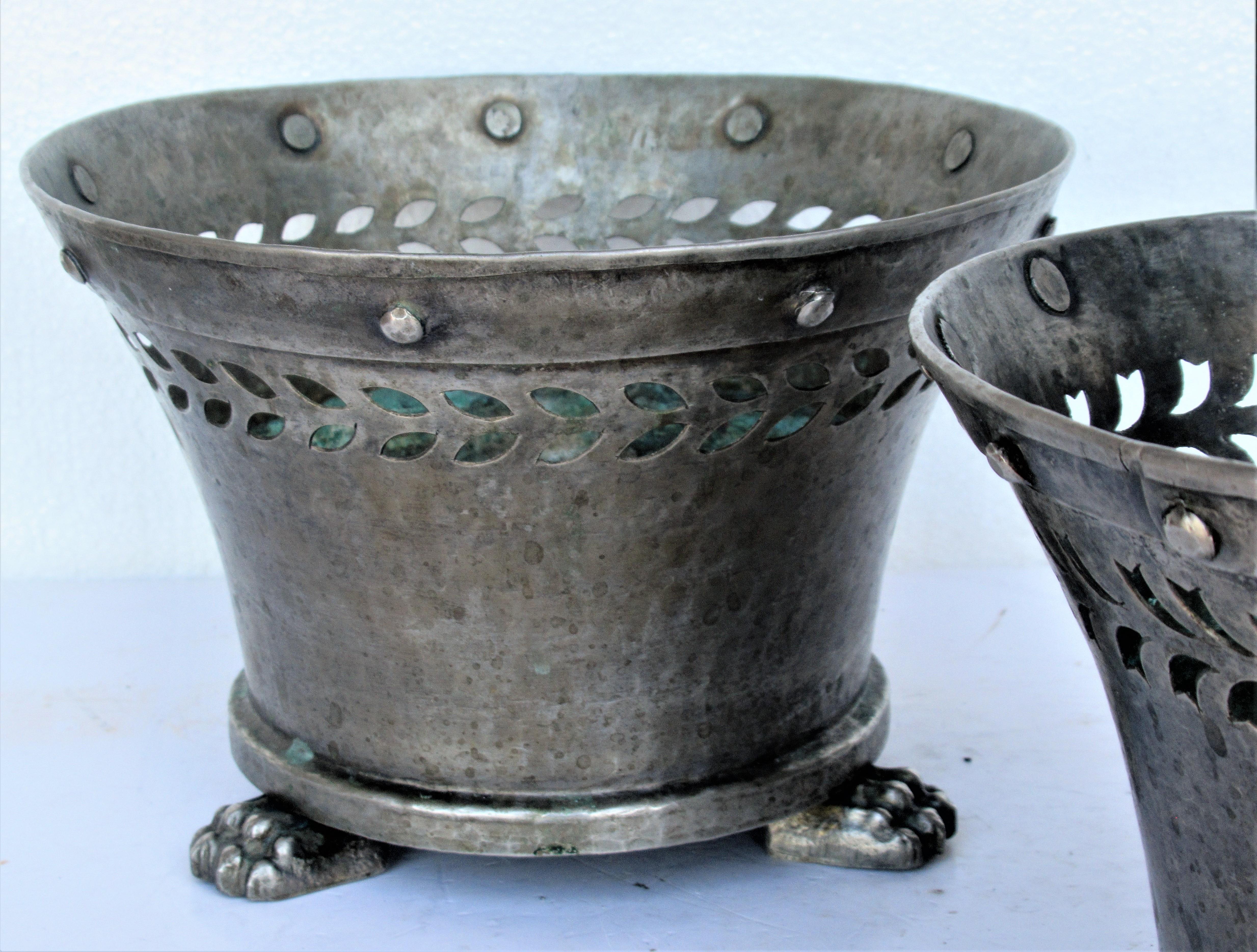 Italian Silver Tinned Bronze Cachepot Planters 3