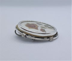Italian Silver Gold Vermeil Hand-Painted Rose Butterfly Pin/Pendant 1940s Signed