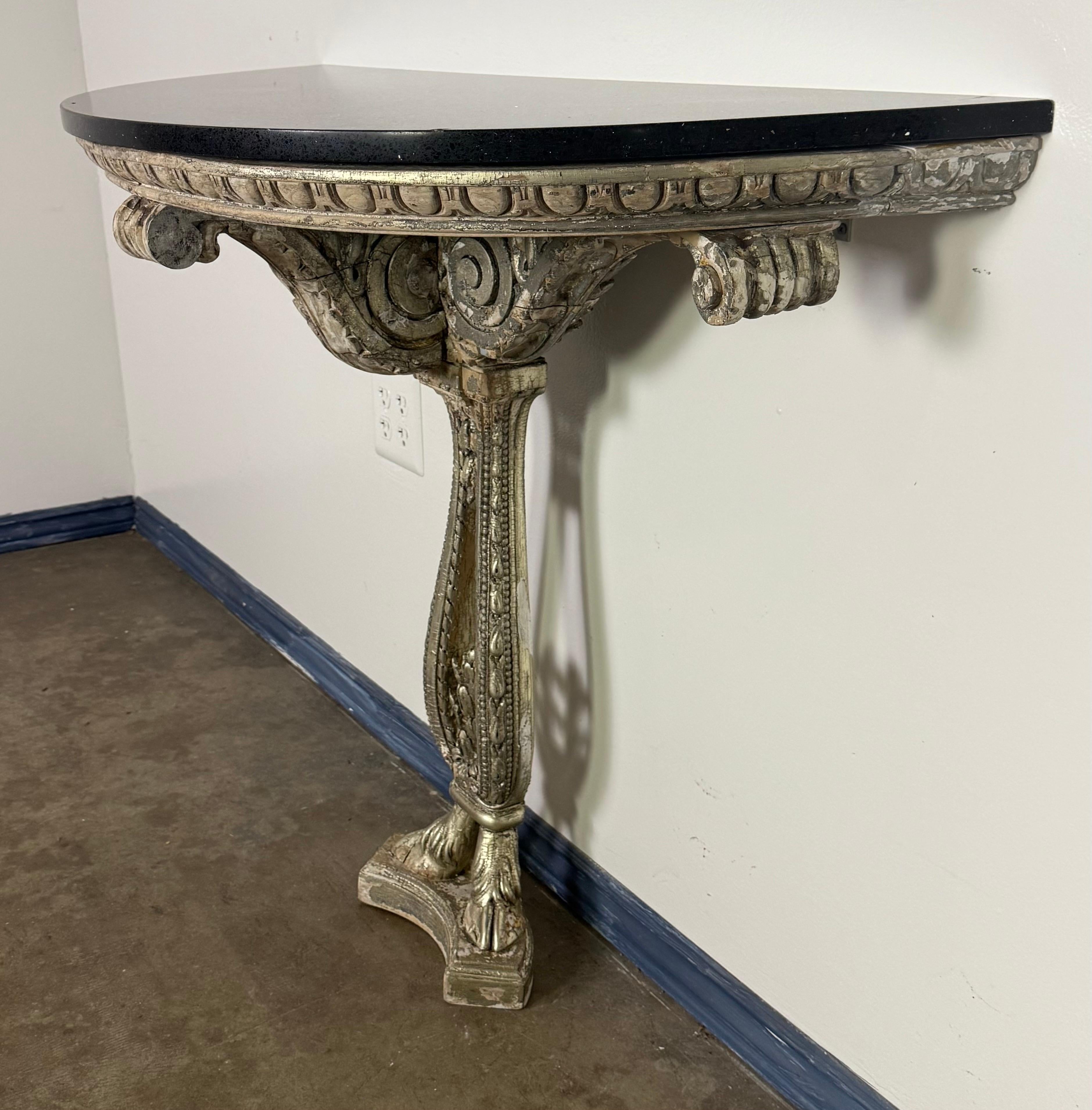 Italian Silvered Console w/ Granite Top For Sale 7