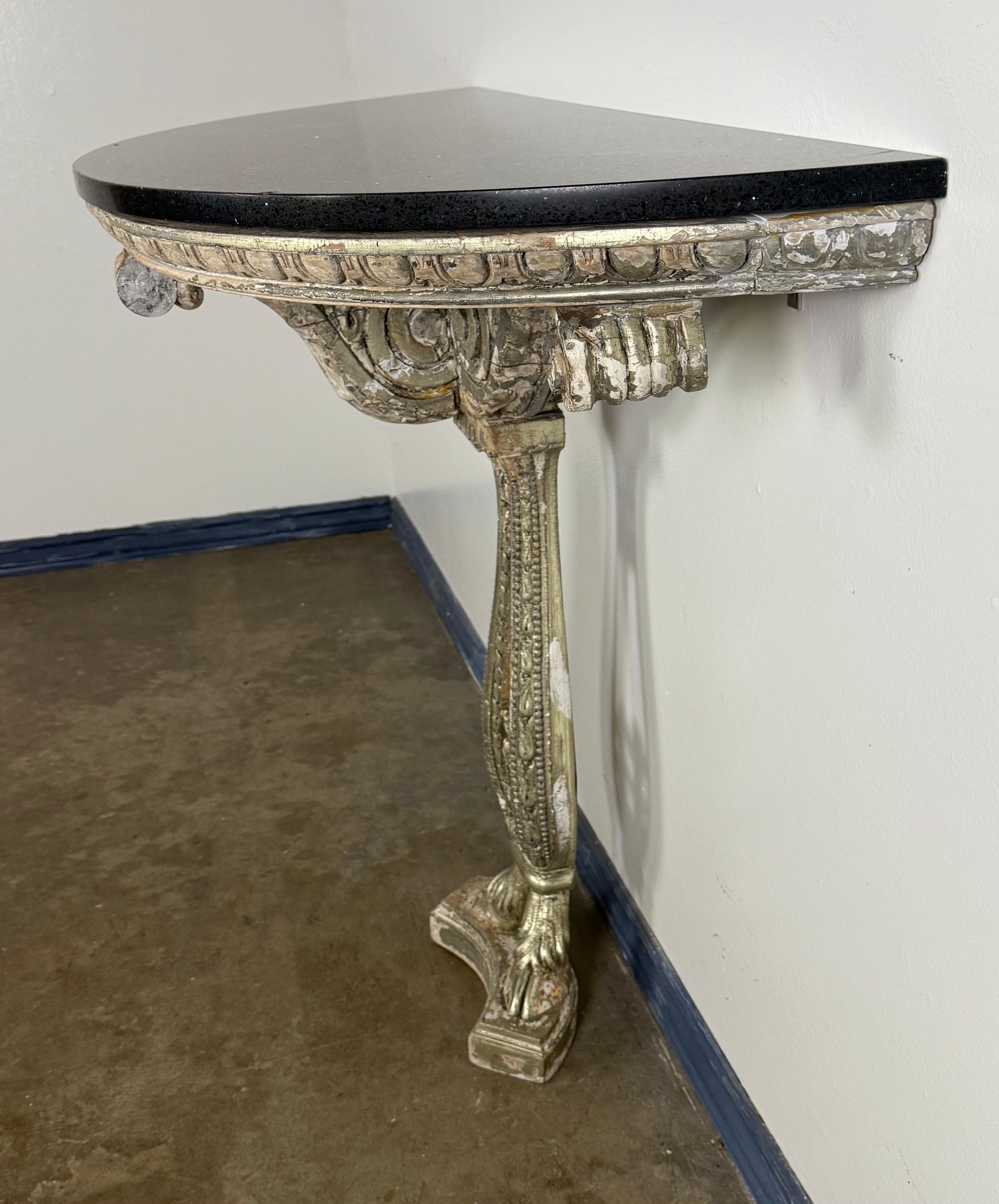 Italian Silvered Console w/ Granite Top For Sale 8