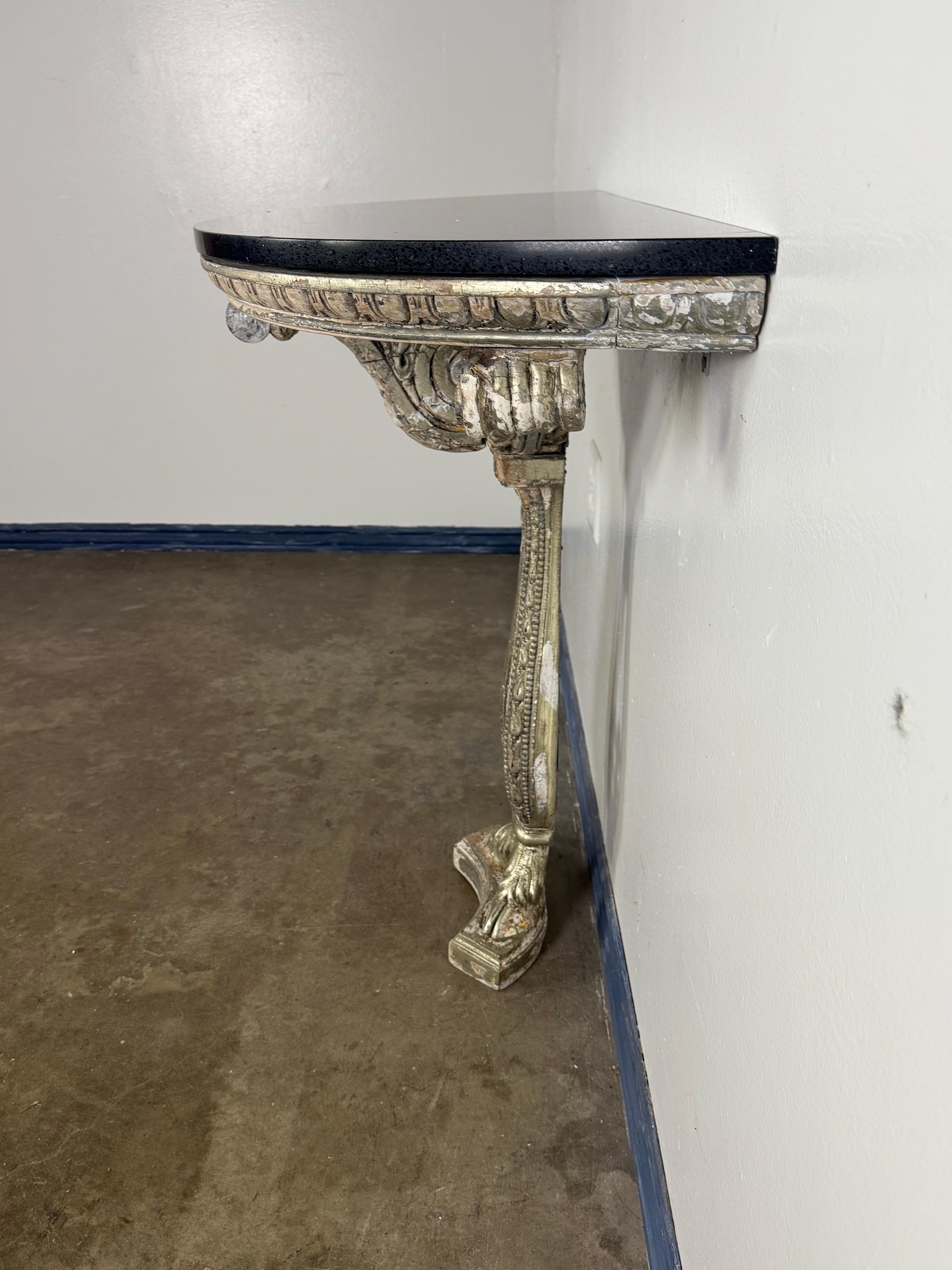 Italian Silvered Console w/ Granite Top For Sale 9
