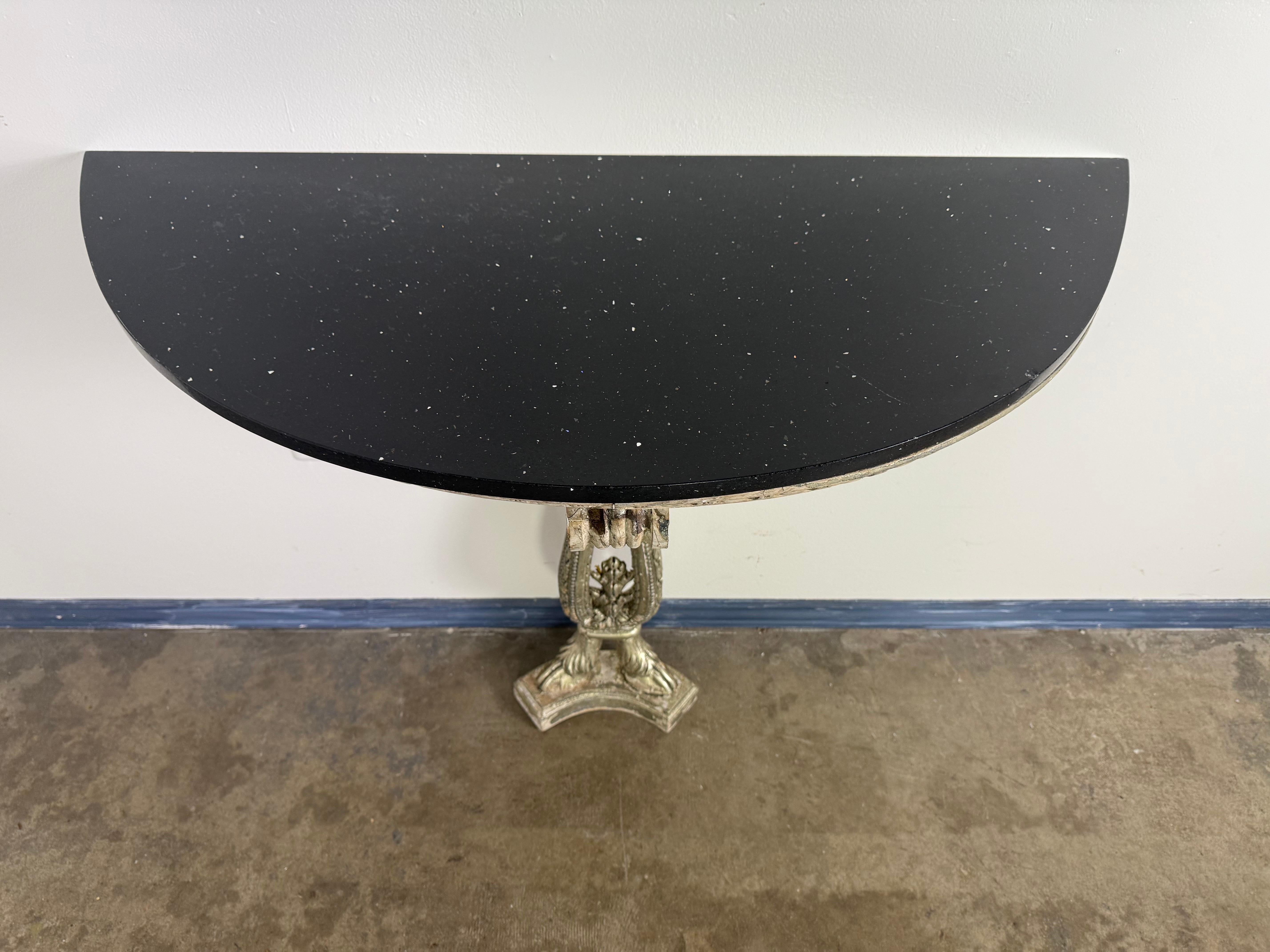 20th Century Italian Silvered Console w/ Granite Top For Sale
