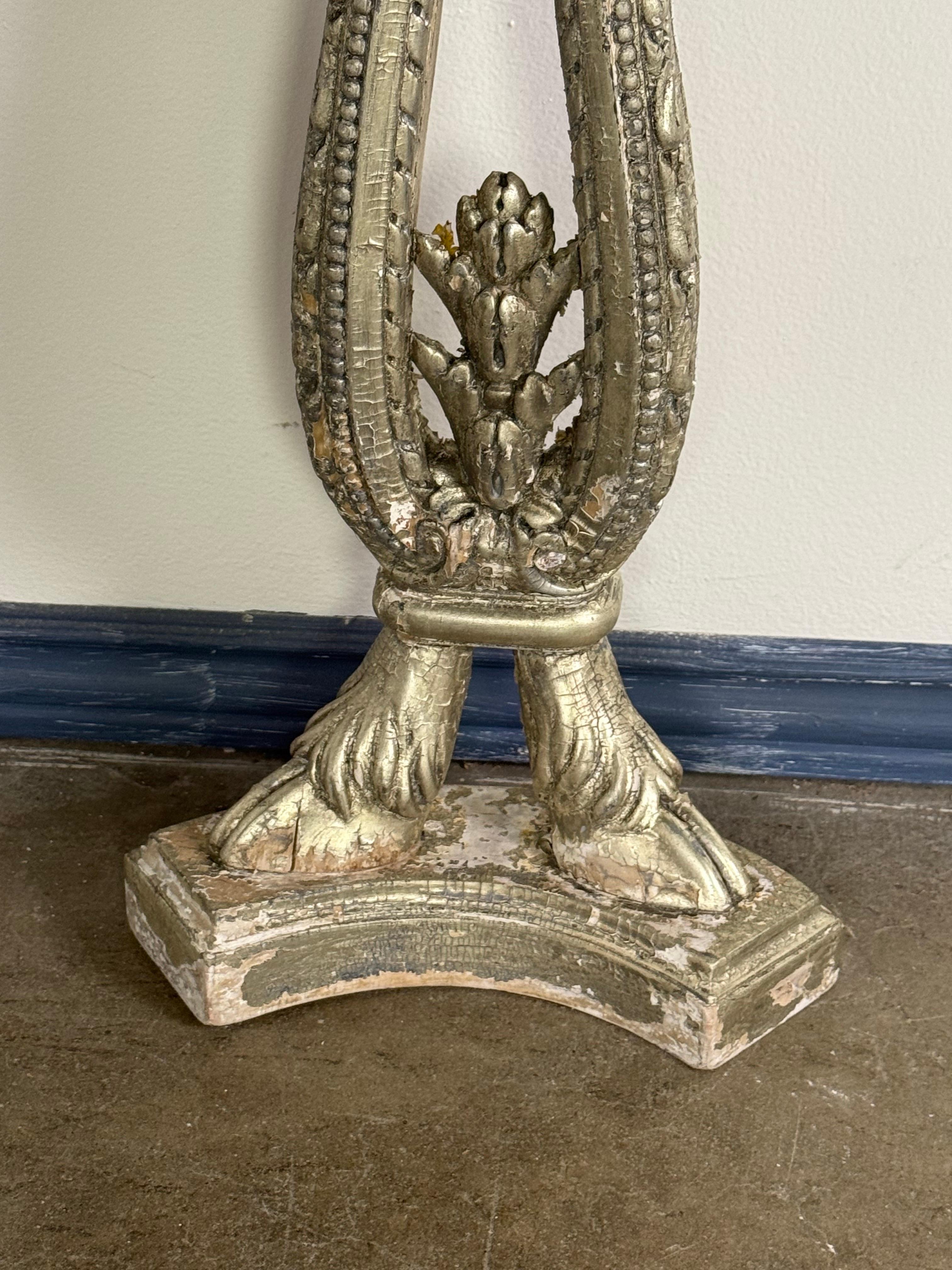 Giltwood Italian Silvered Console w/ Granite Top For Sale