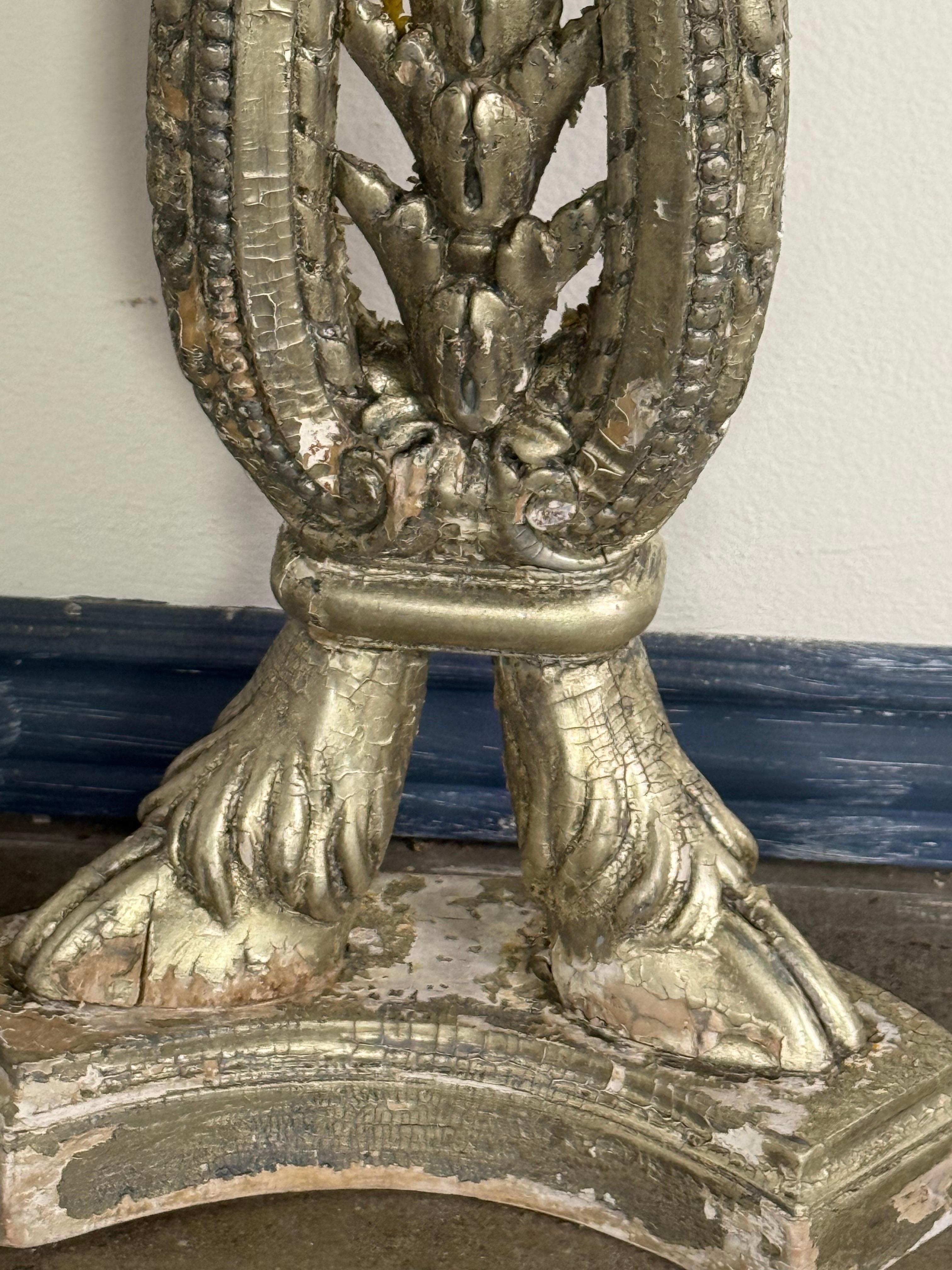 Italian Silvered Console w/ Granite Top For Sale 1