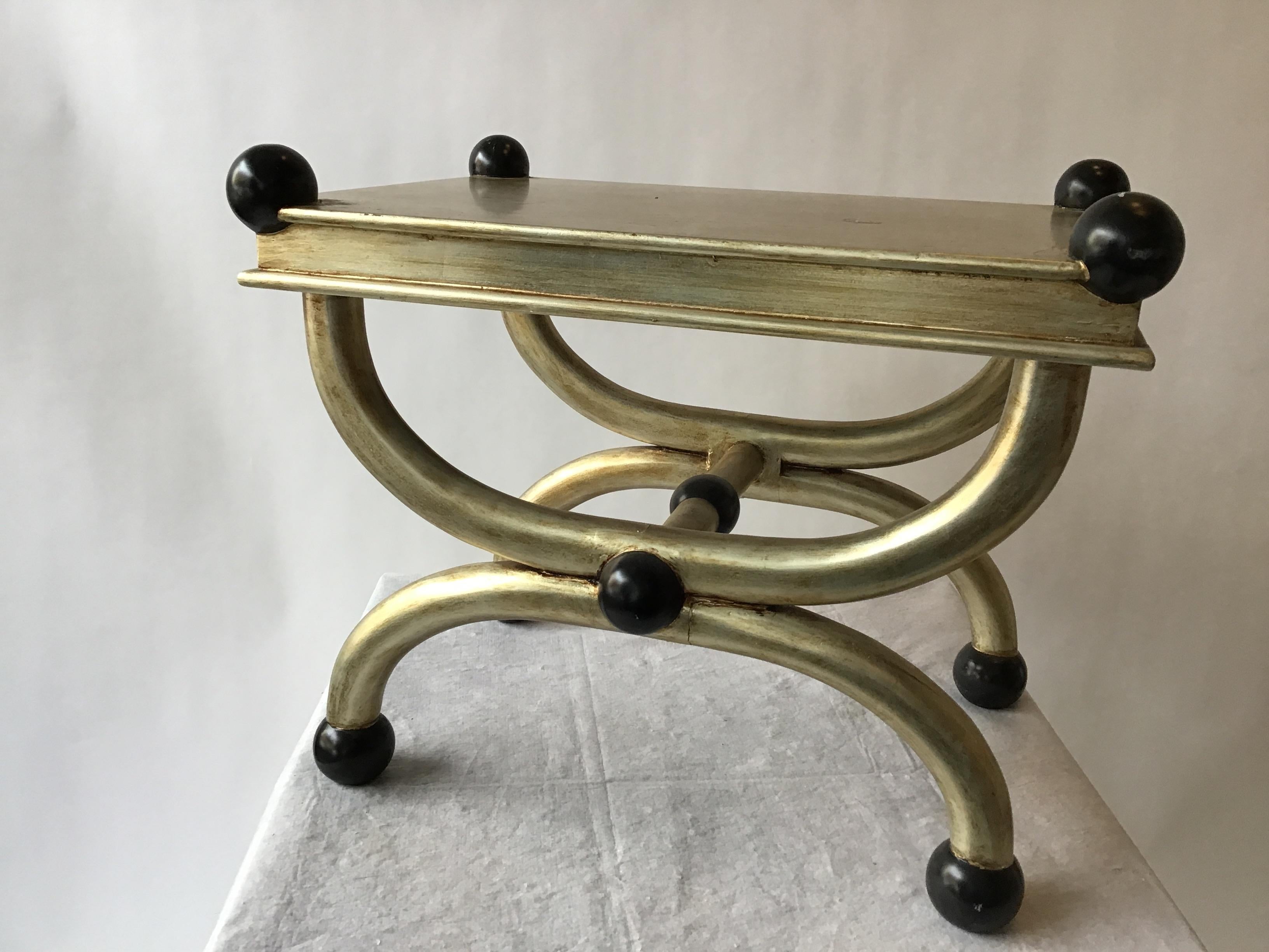 Italian Silvered Side Table/Ottoman In Good Condition For Sale In Tarrytown, NY