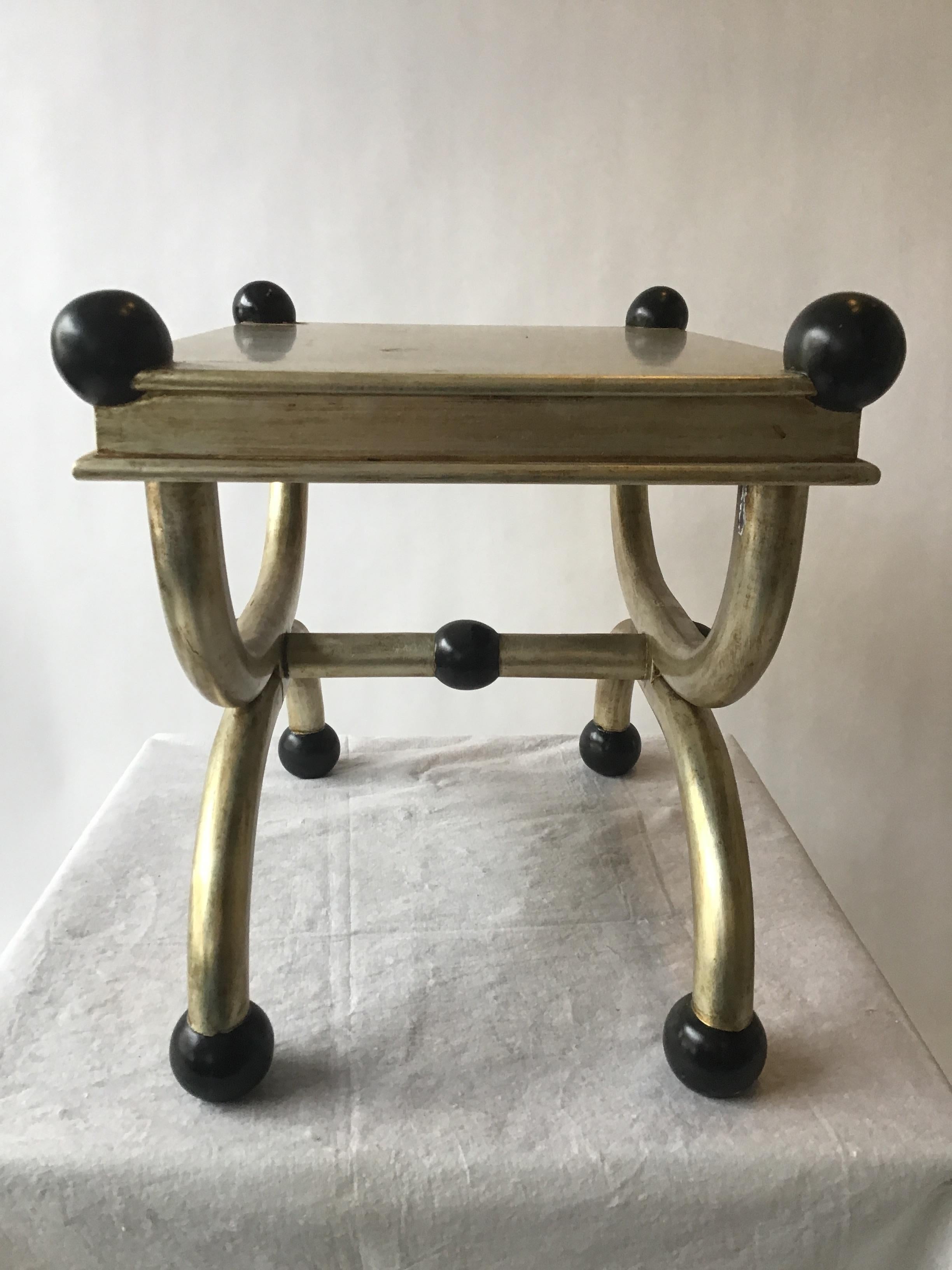 Late 20th Century Italian Silvered Side Table/Ottoman For Sale