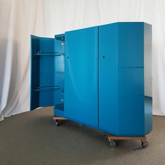 Italian Simon Gavina 1970 Takahama Turquoise Glossy Lacquered Plywood Sideboard