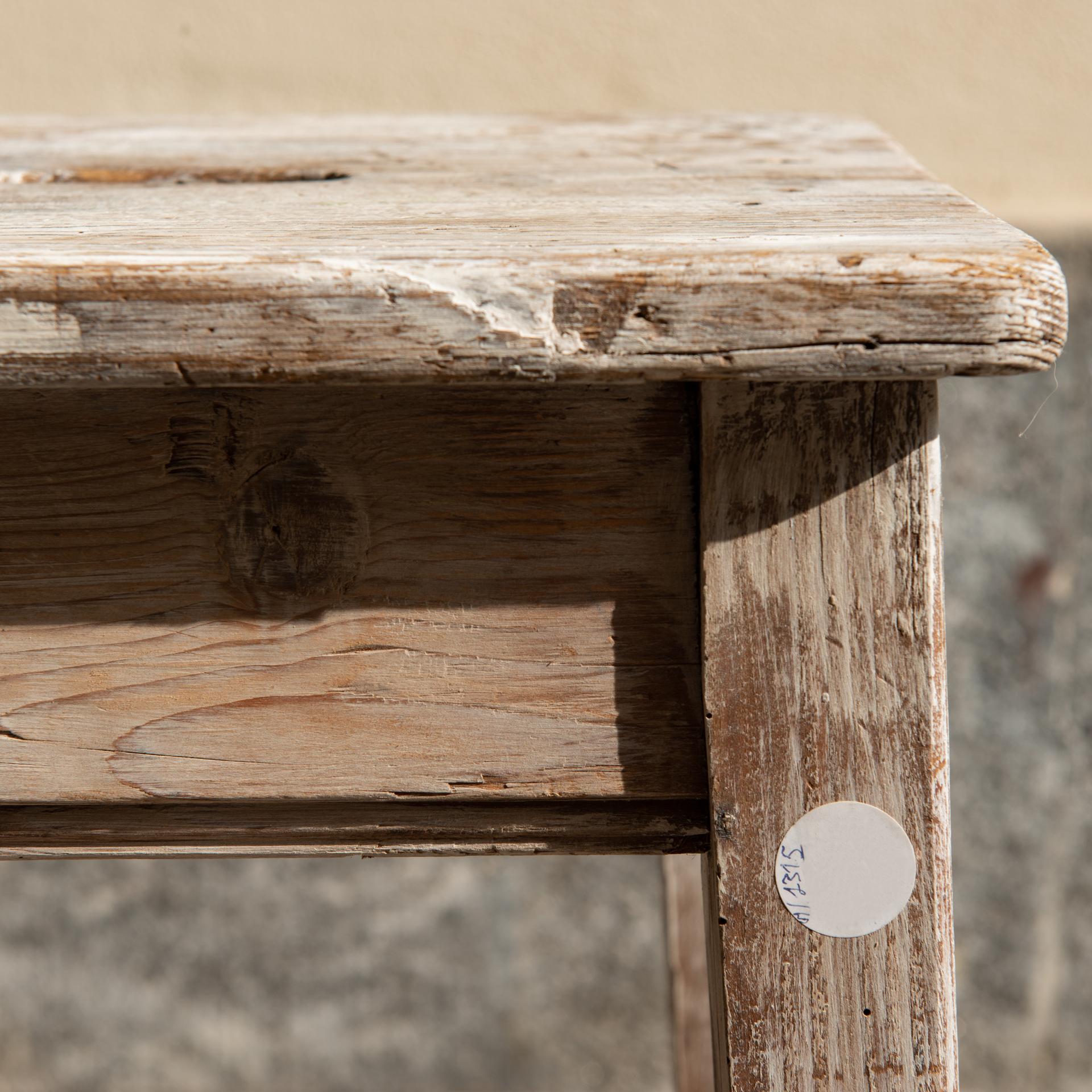 Hand-Crafted Italian Simple Wooden Stool For Sale