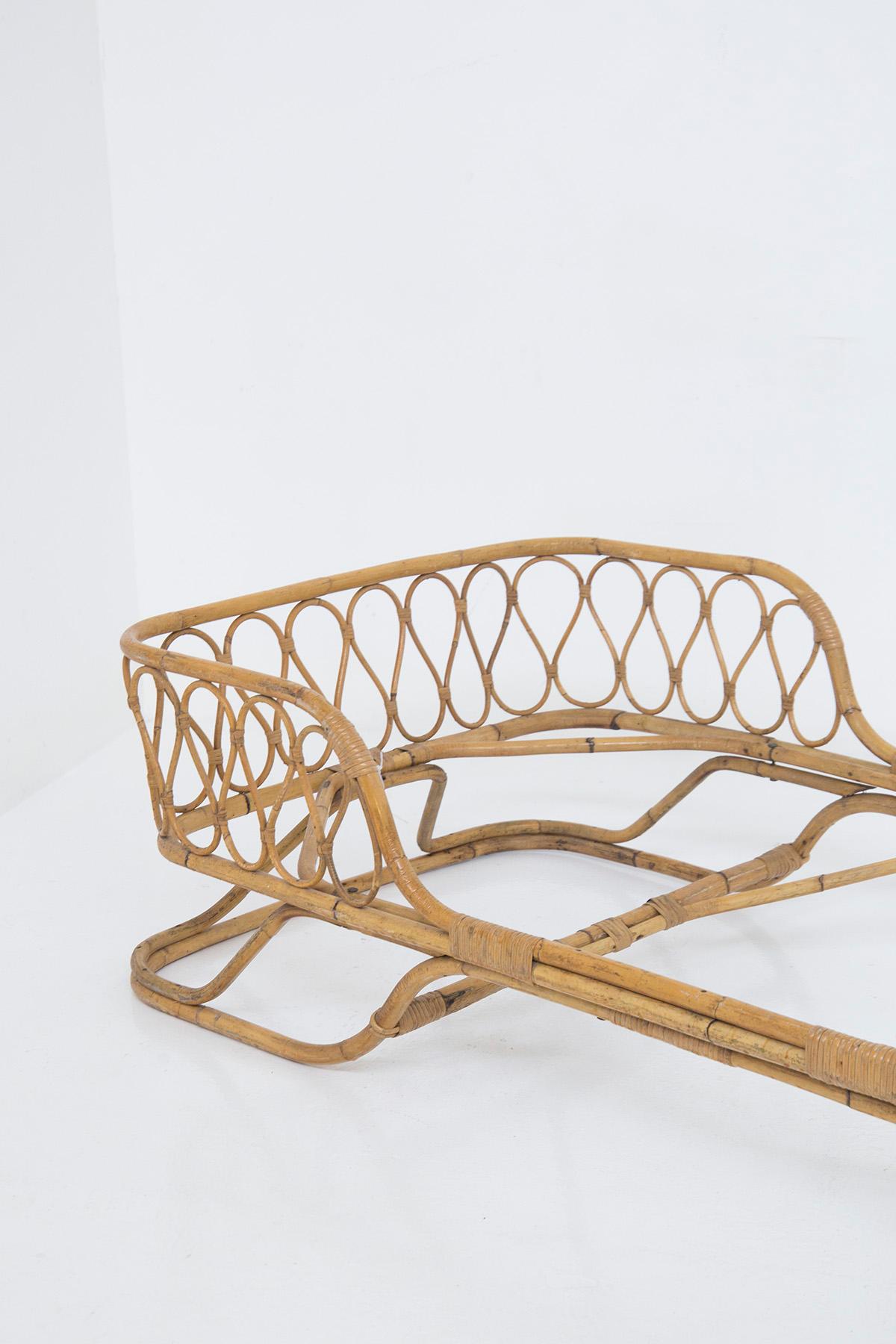 Italian Single Bed Attr. to Gio Ponti in Bamboo and Rattan In Good Condition For Sale In Milano, IT