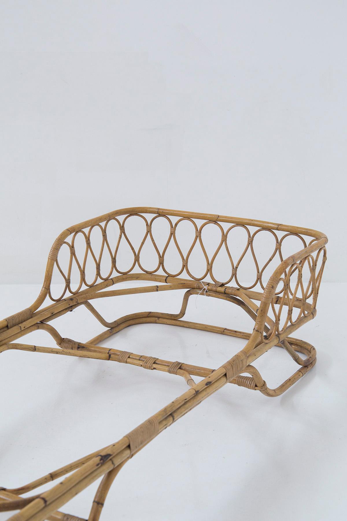 Mid-20th Century Italian Single Bed Attr. to Gio Ponti in Bamboo and Rattan For Sale