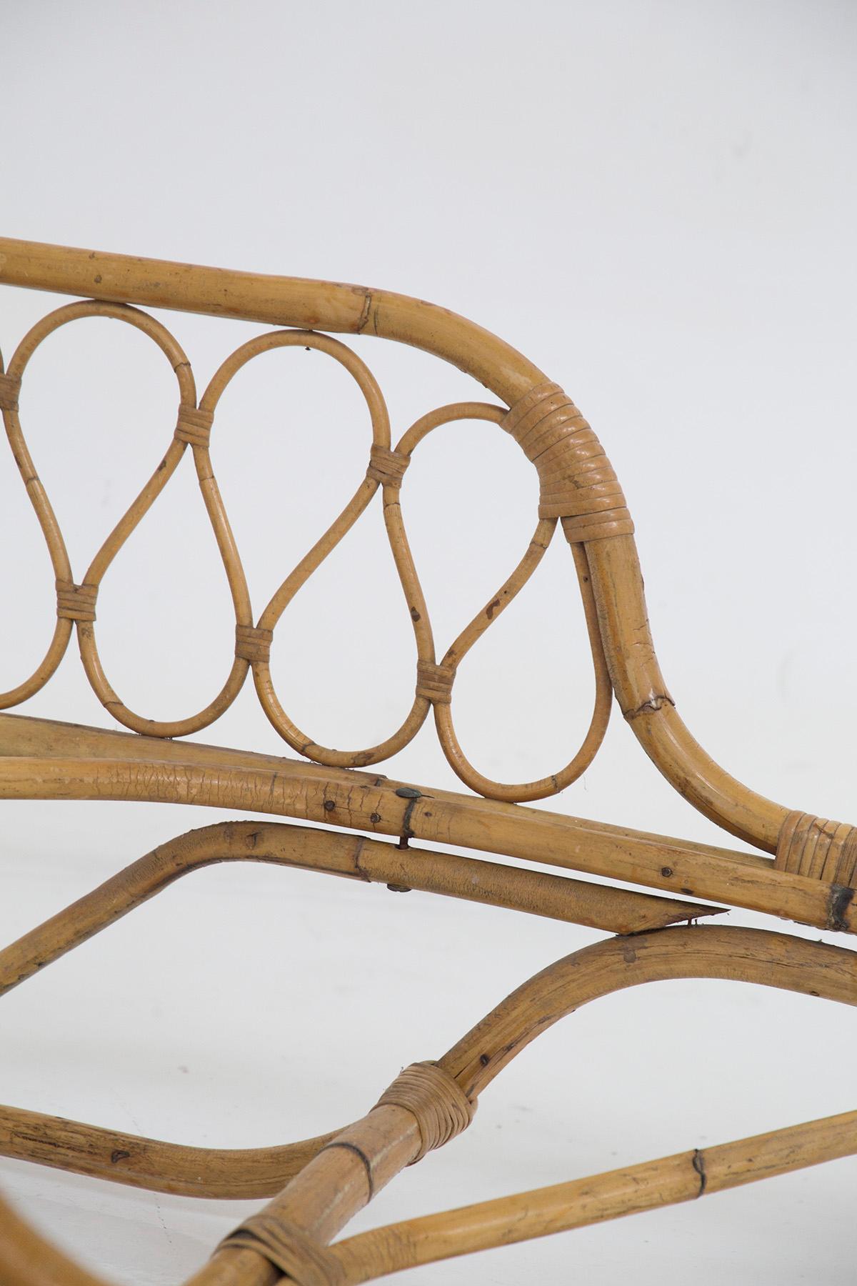 Italian Single Bed Attr. to Gio Ponti in Bamboo and Rattan For Sale 4