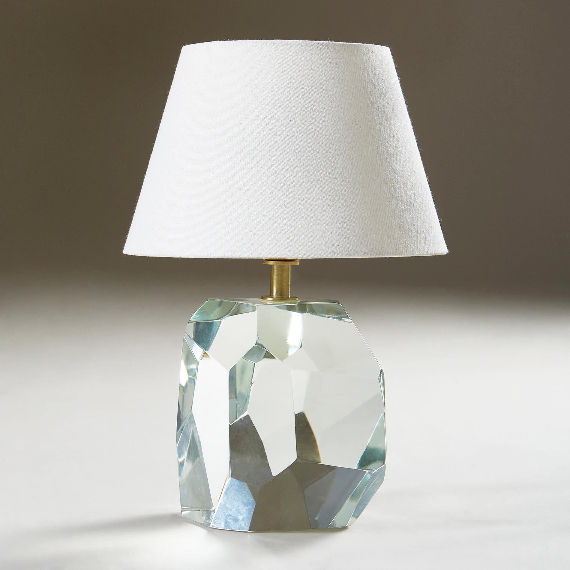 Lampe de table italienne simple Murano Clear Rock Jewell en vente 2