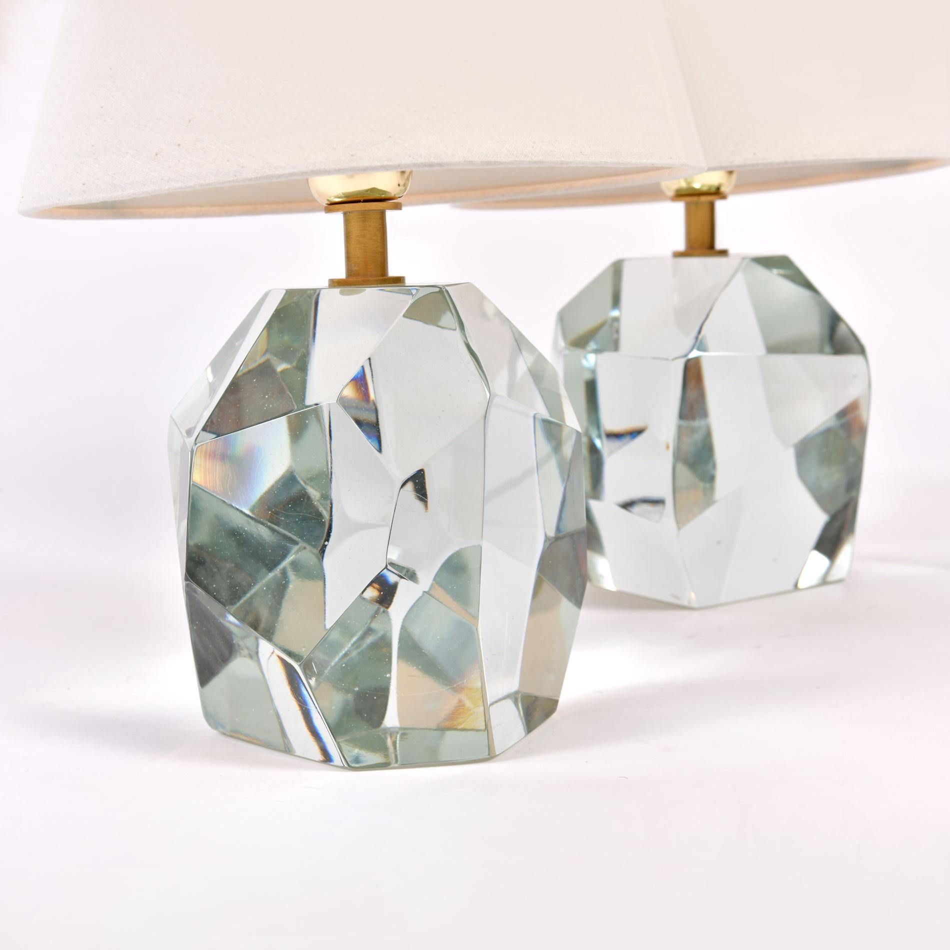 Lampe de table italienne simple Murano Clear Rock Jewell en vente 4