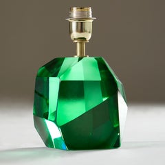 Italian Single Murano Emerald Green Rock jewel Table Lamp