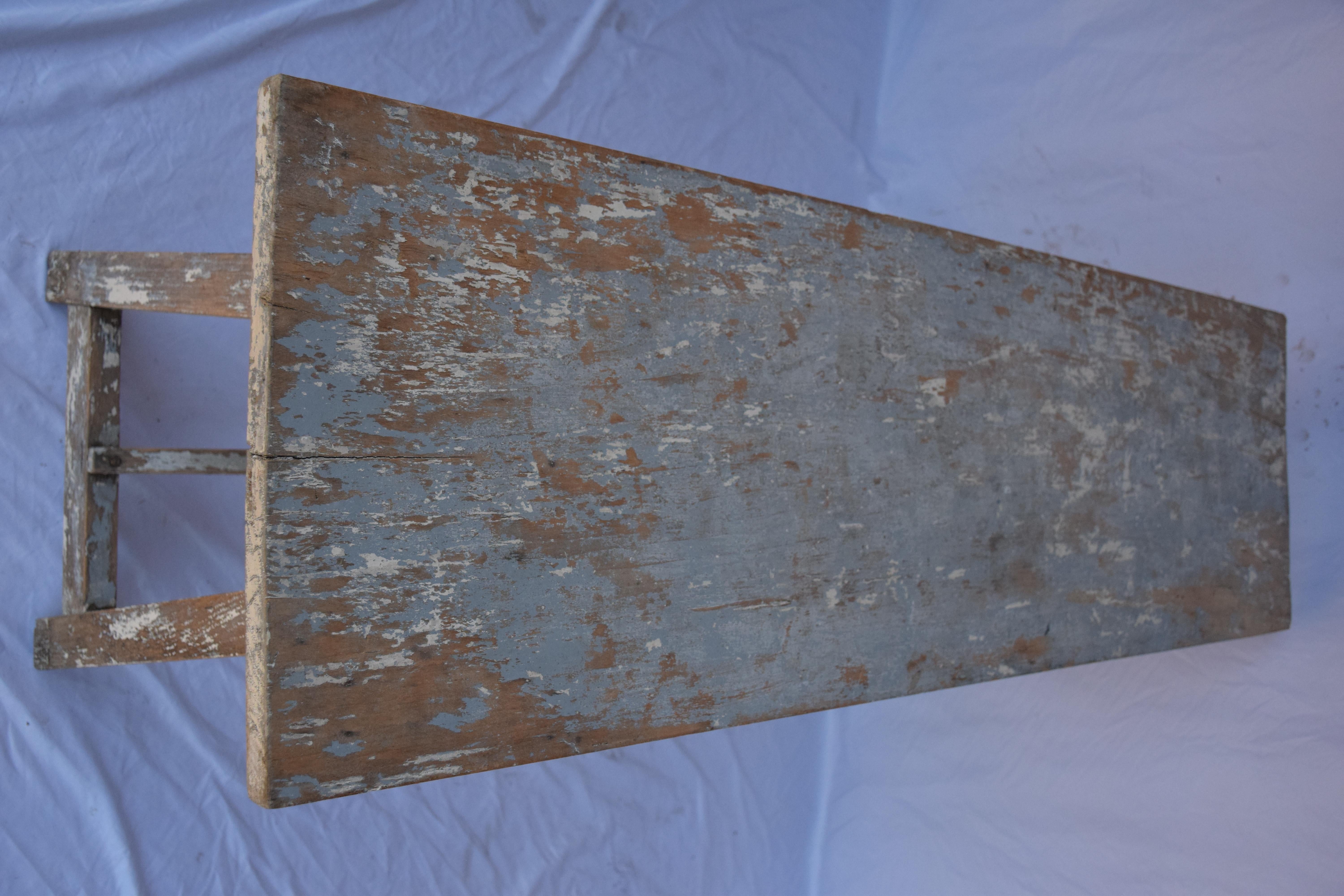 Wood Italian Single Slab Trestle Console Table For Sale