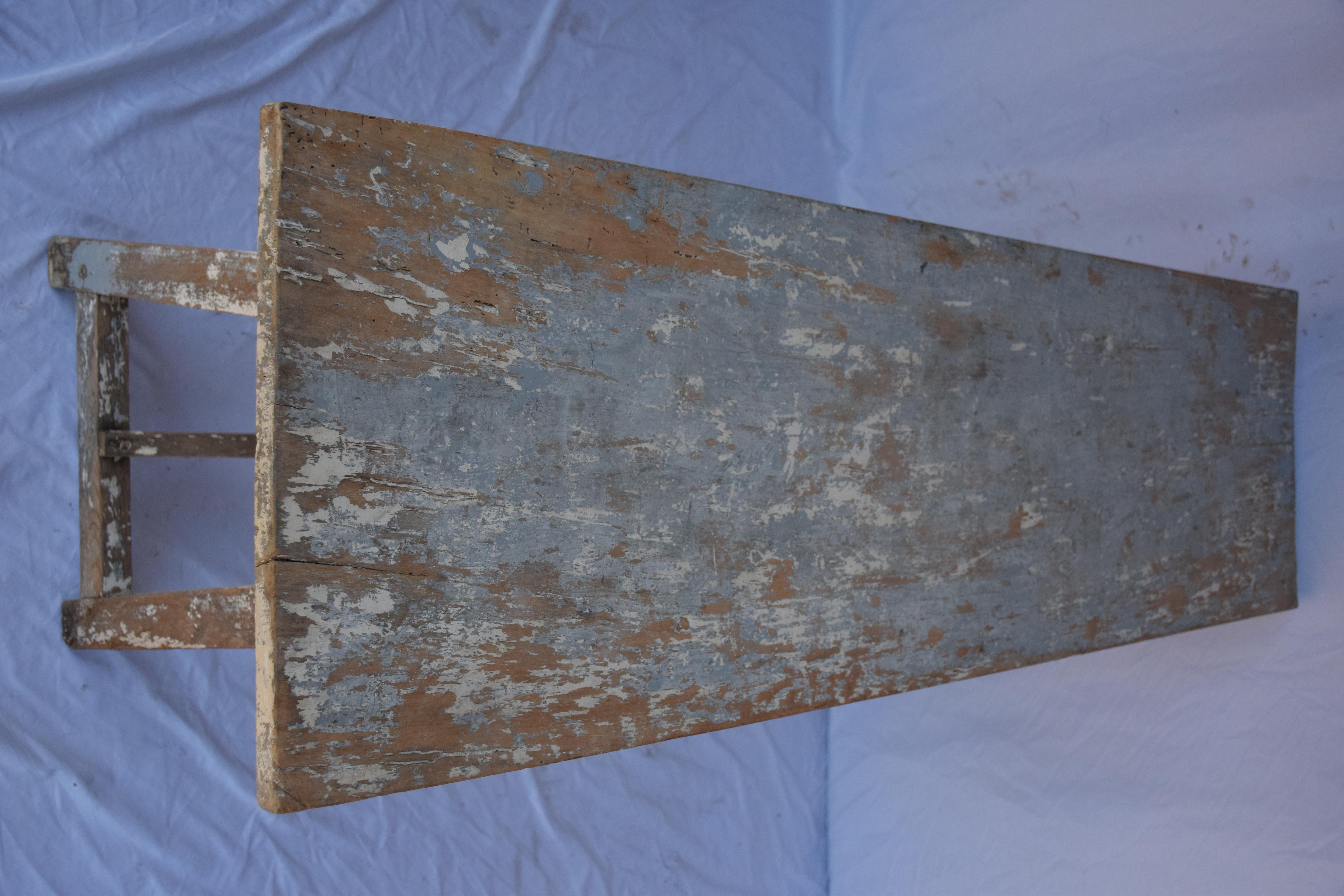 Italian Single Slab Trestle Console Table For Sale 4