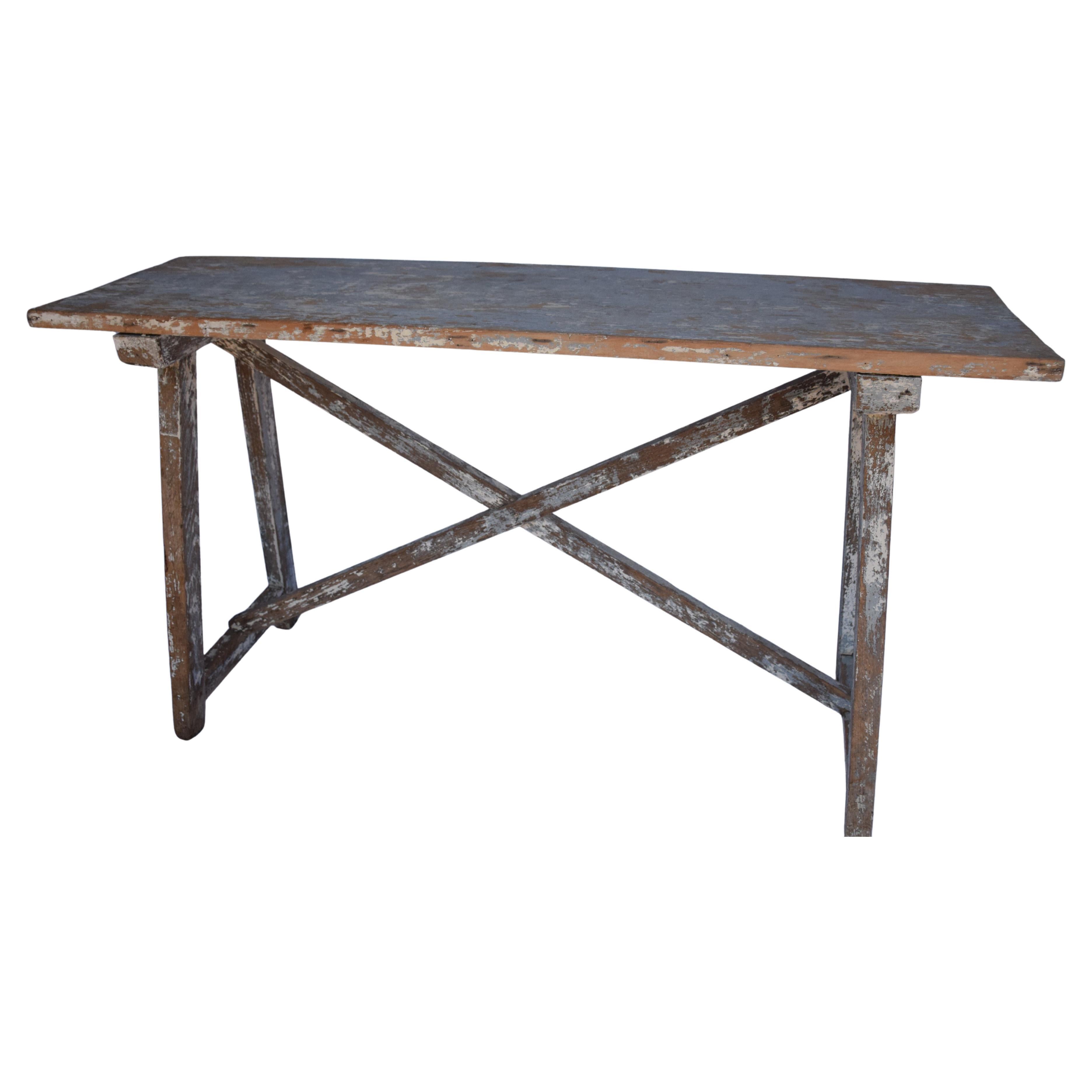 Table console italienne à tréteaux à une seule dalle