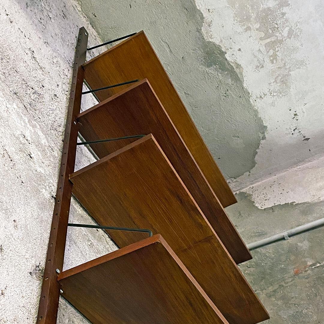 Italian Single Teak Wall Bookcase with Shelves, Desk and Compartment, ISA, 1960s 3