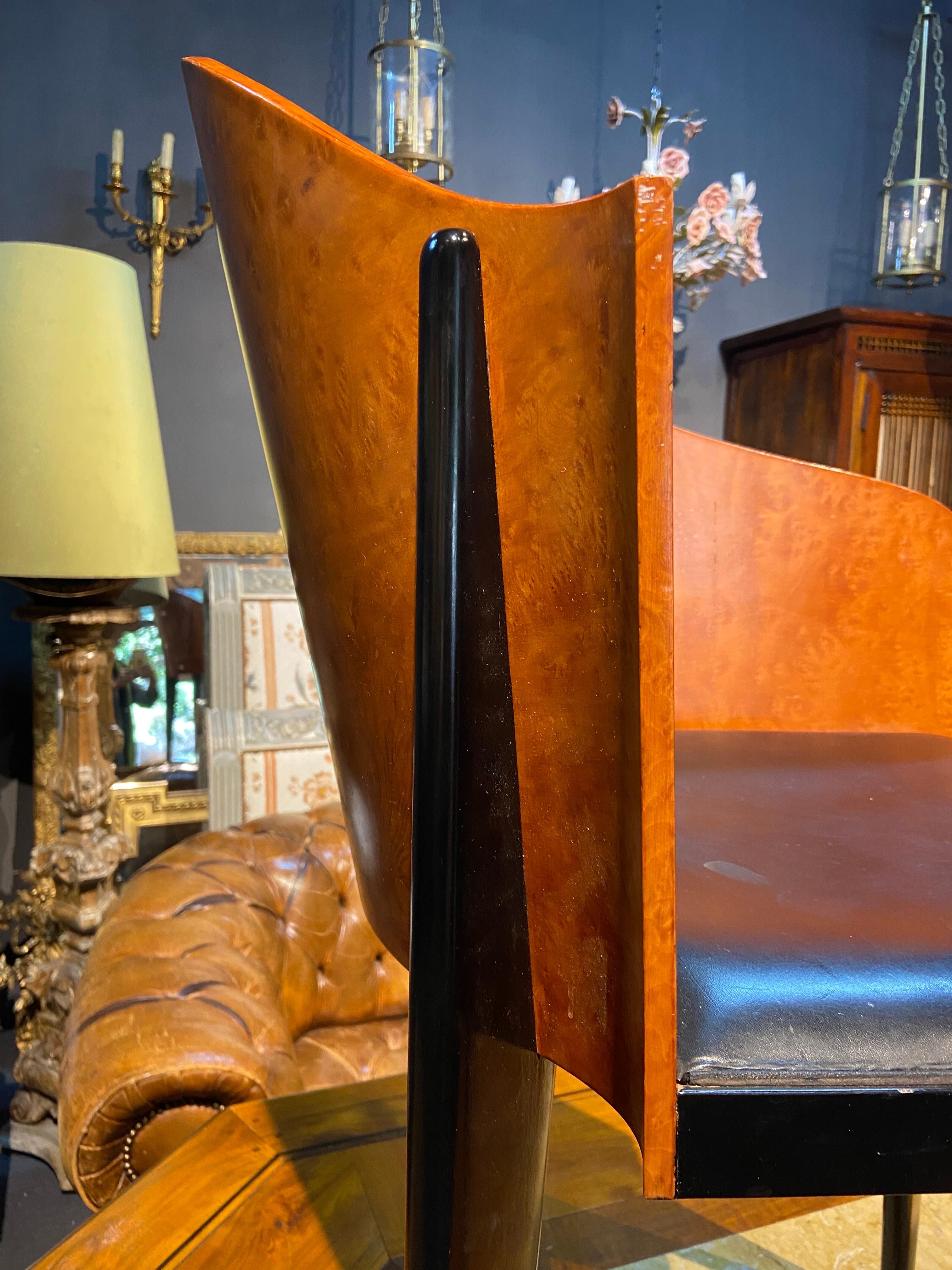 Cuir Chaise italienne Toscana conçue par Piero Sartogo pour Saporiti en vente