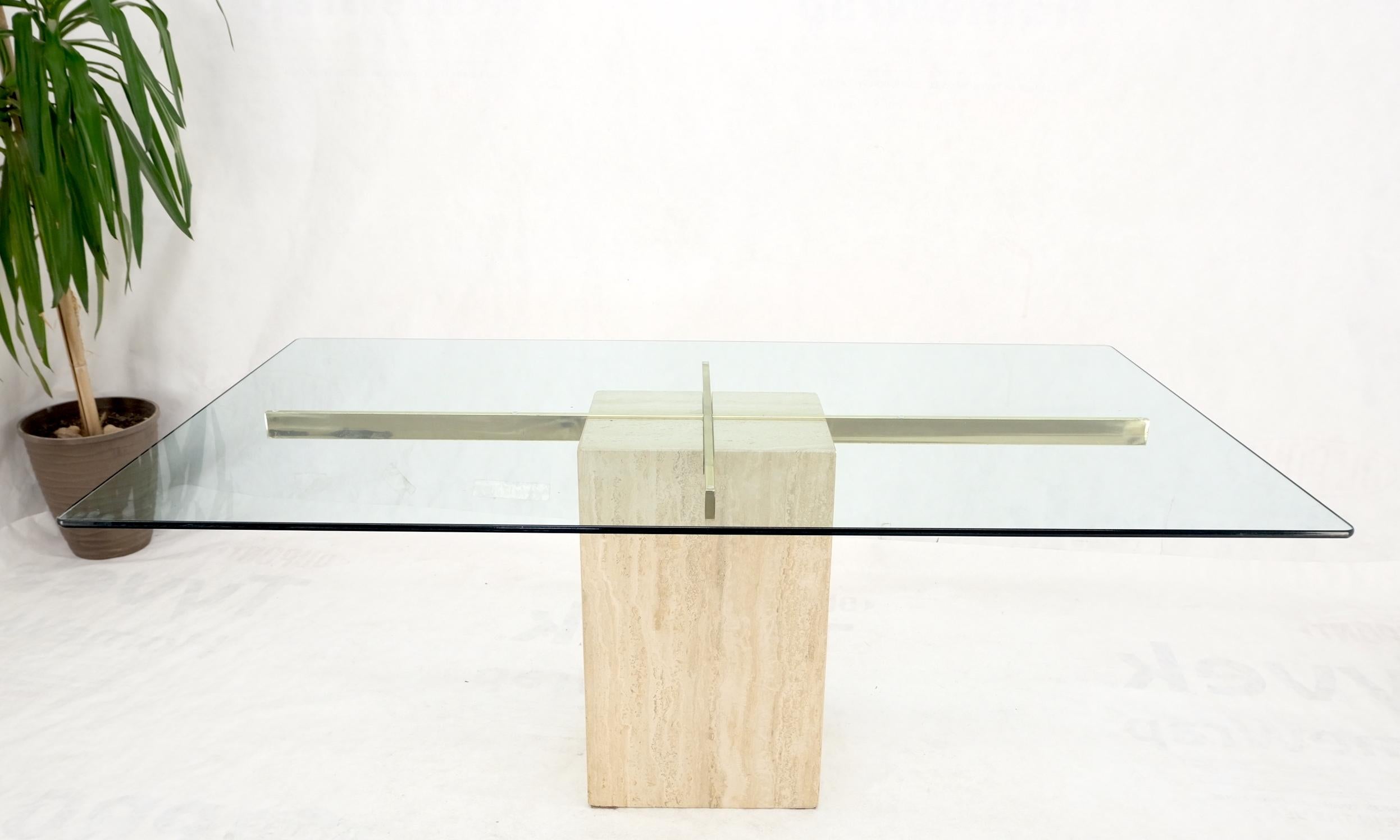 Italienische Esszimmer Konferenz mit einer Glasplatte aus Travertin, Italien  Tabelle im Angebot 5