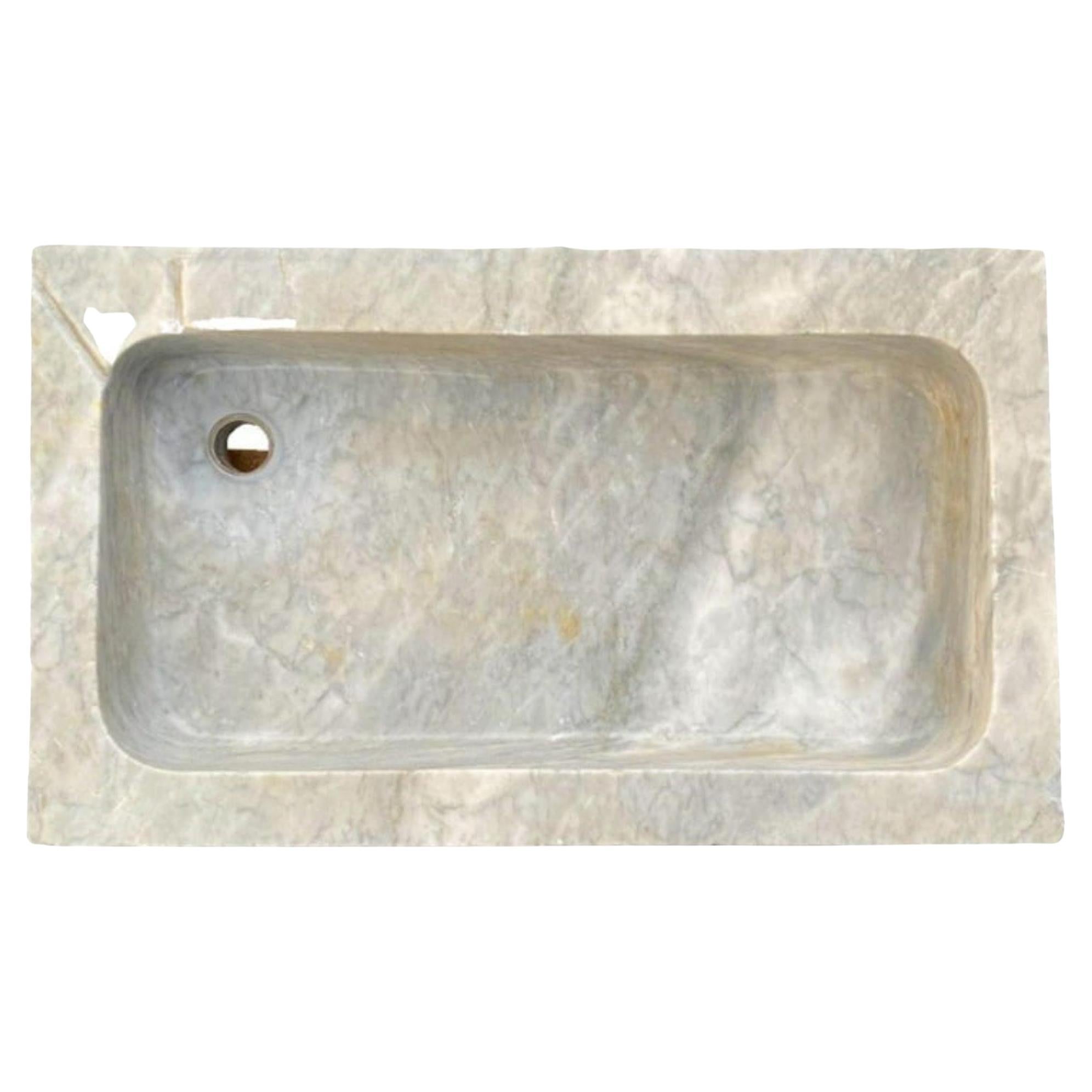 Italian Sink in White Carrara Marble 20th Century For Sale