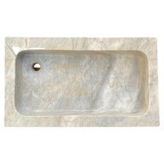 Retro Italian Sink in White Carrara Marble 20th Century