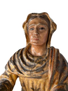 Italian Sitting Robed Saint With Glass Eyes