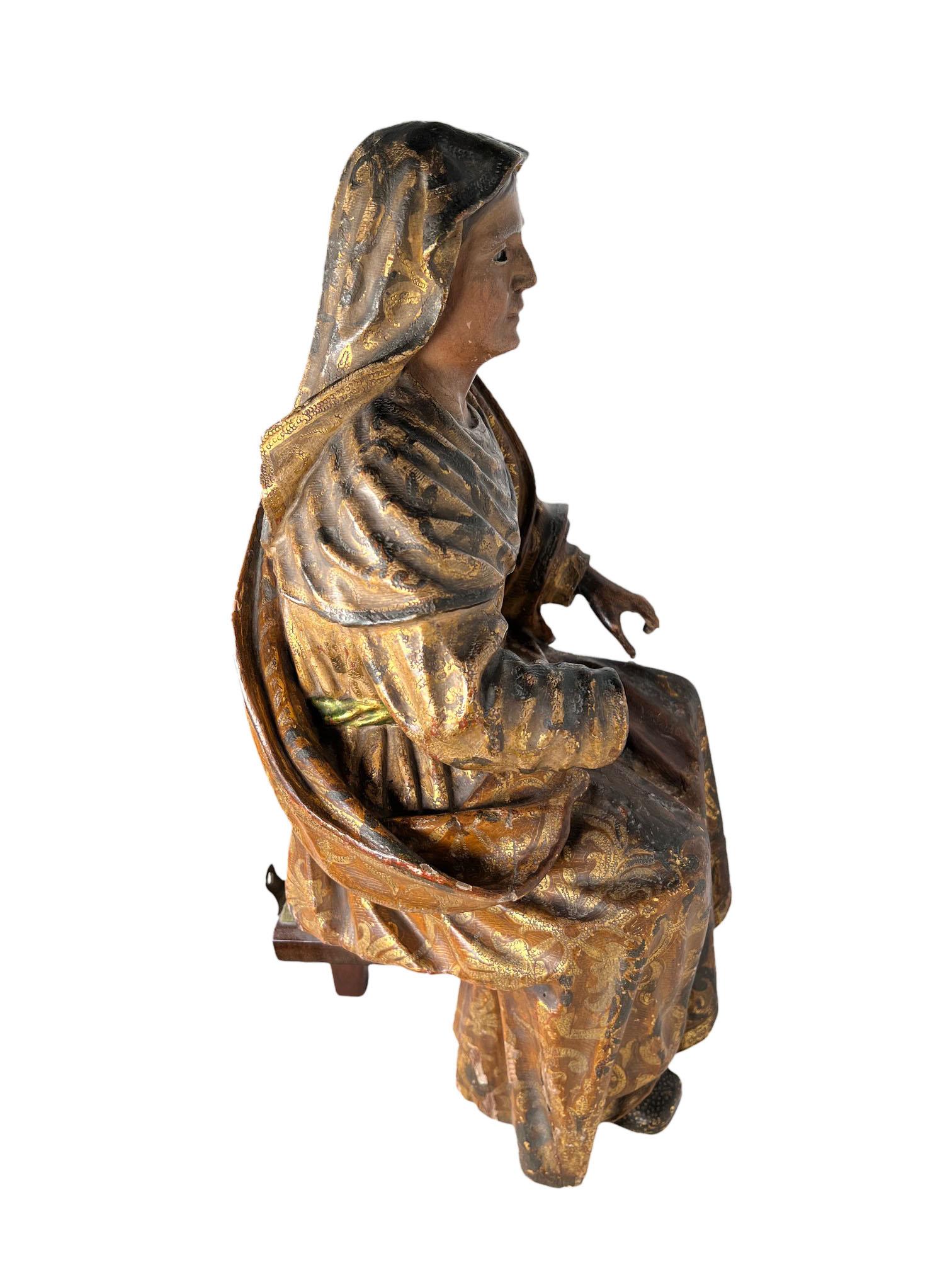 Italian Sitting Robed Saint With Glass Eyes For Sale 1
