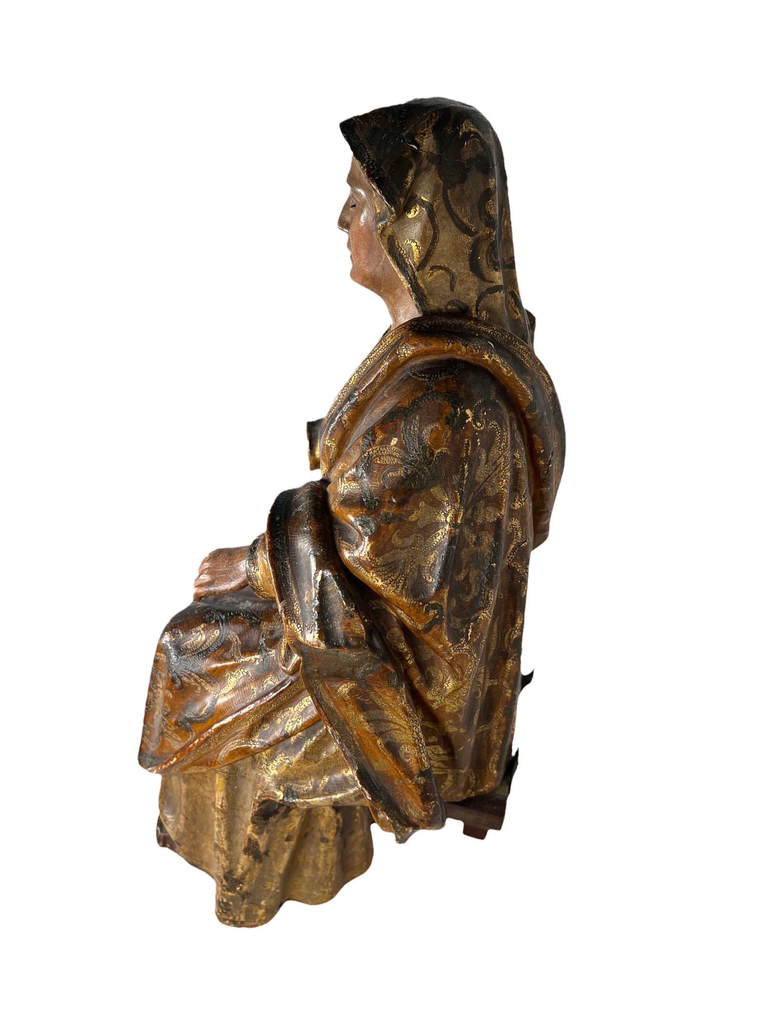 Italian Sitting Robed Saint With Glass Eyes For Sale 2