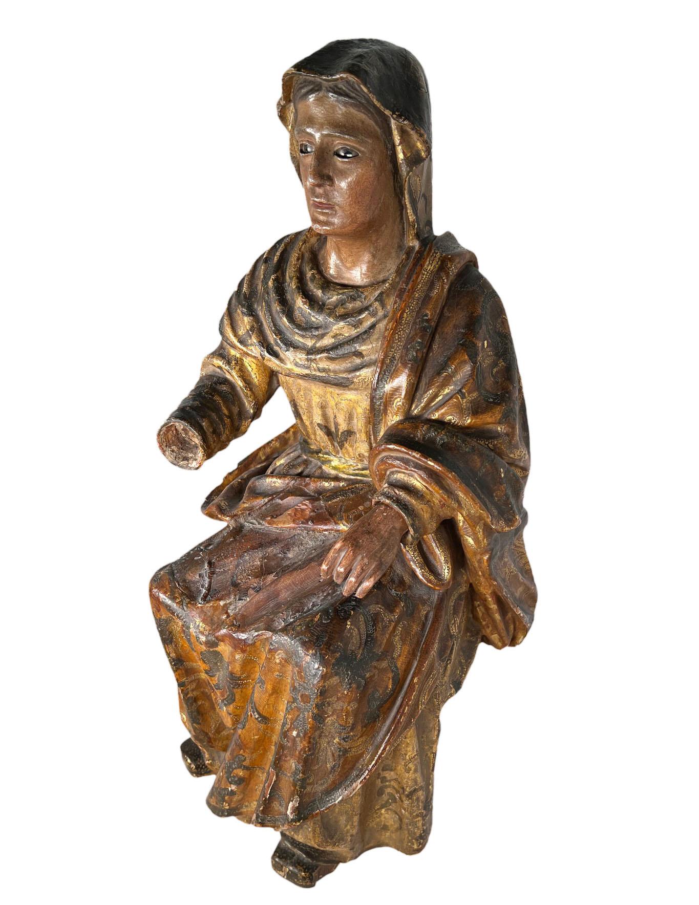 Italian Sitting Robed Saint With Glass Eyes For Sale 2