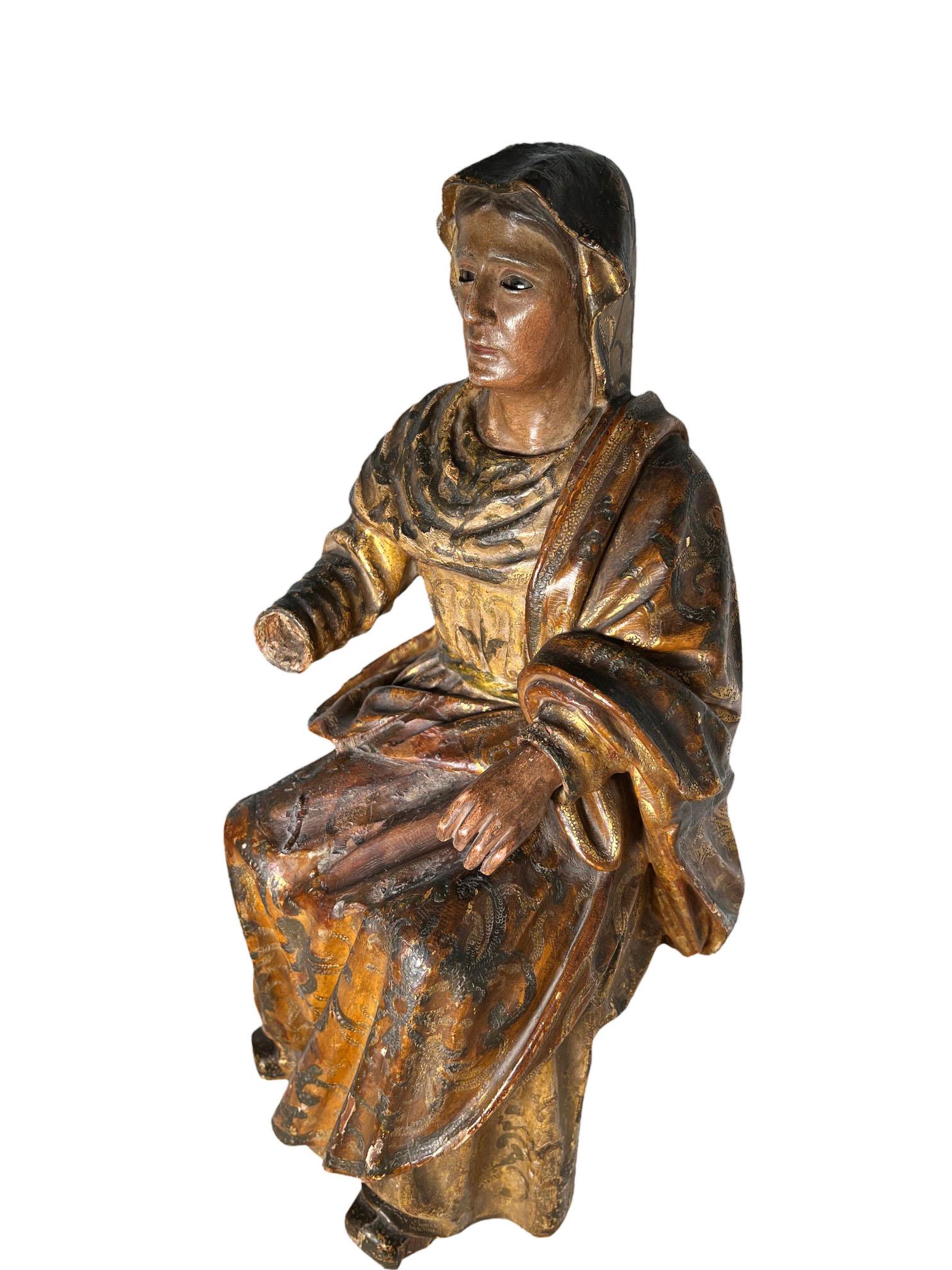 Italian Sitting Robed Saint With Glass Eyes For Sale 3