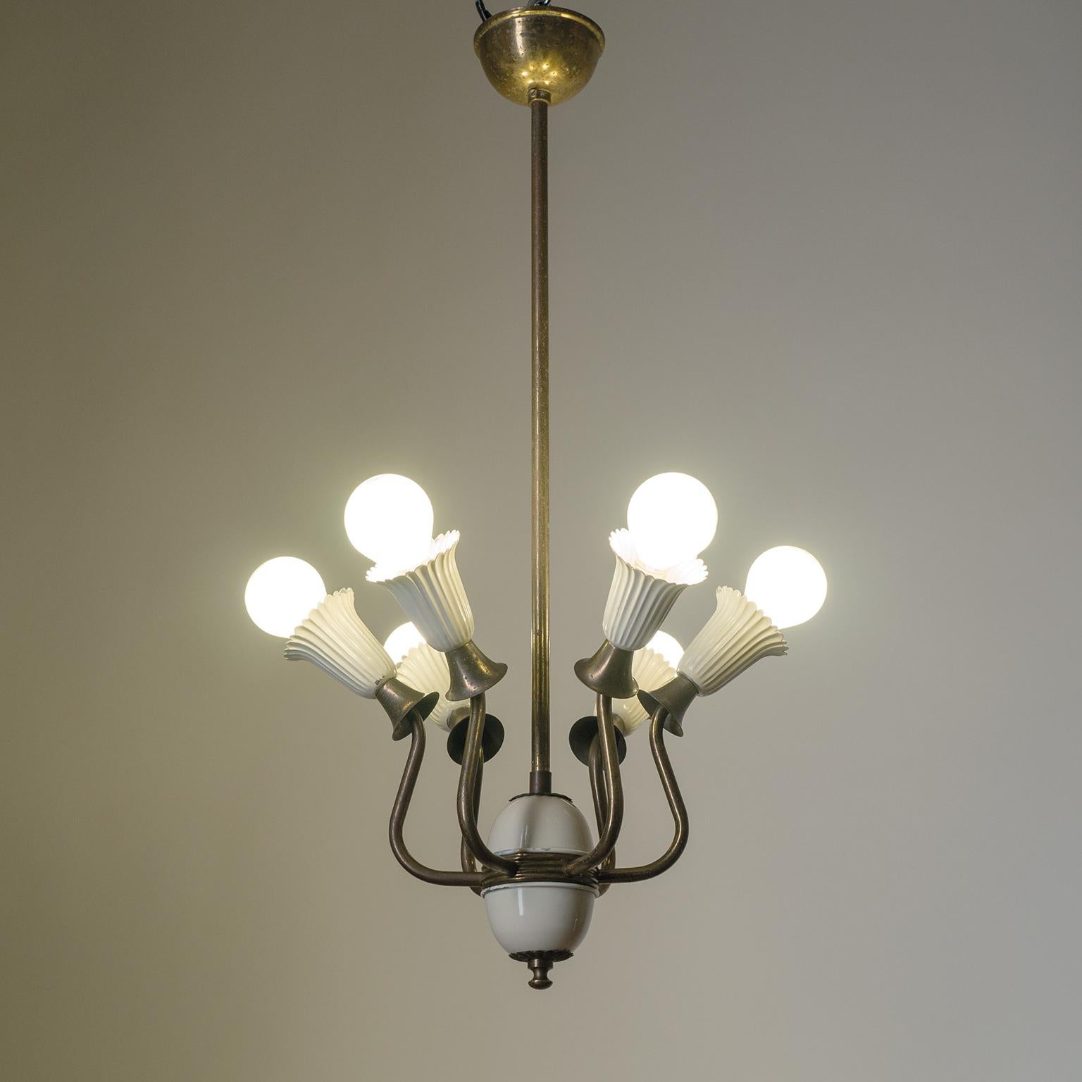 Italian Six-Arm Ceiling Light, 1940s 4