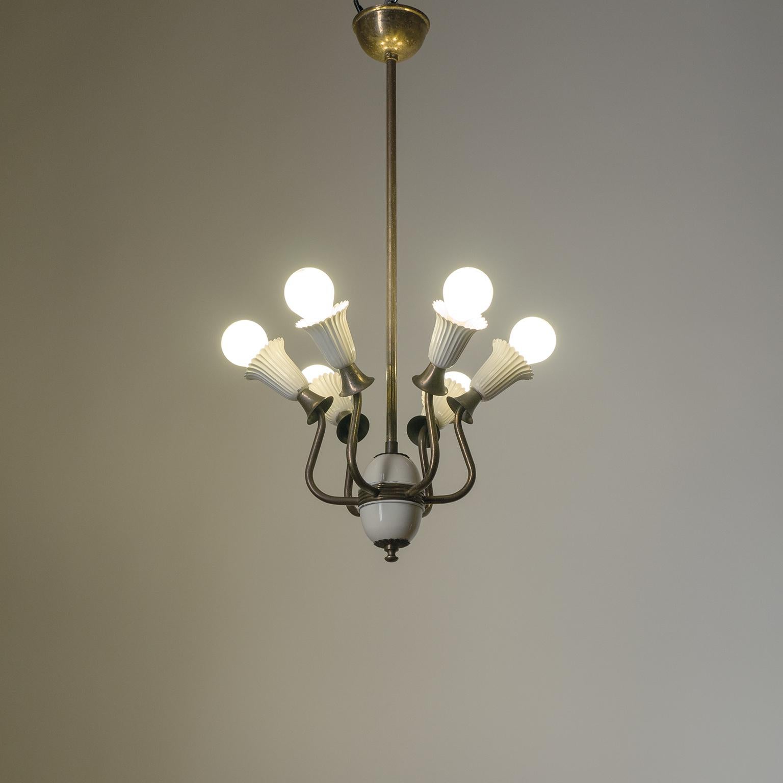 Italian Six-Arm Ceiling Light, 1940s 8