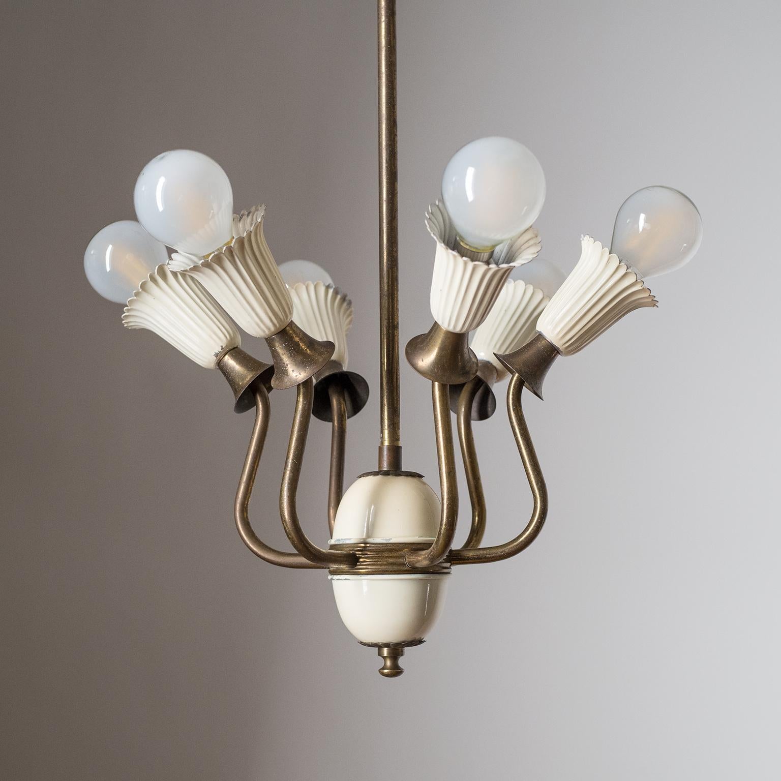 Italian Six-Arm Ceiling Light, 1940s In Good Condition In Vienna, AT