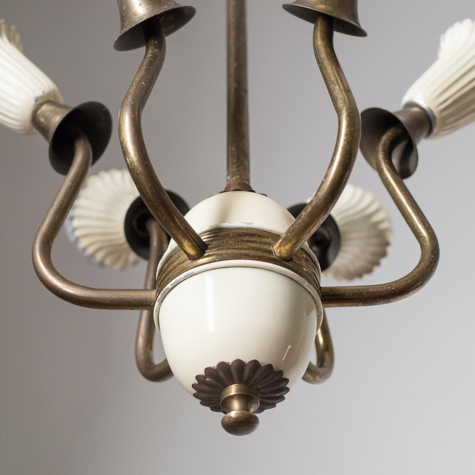 Mid-20th Century Italian Six-Arm Ceiling Light, 1940s